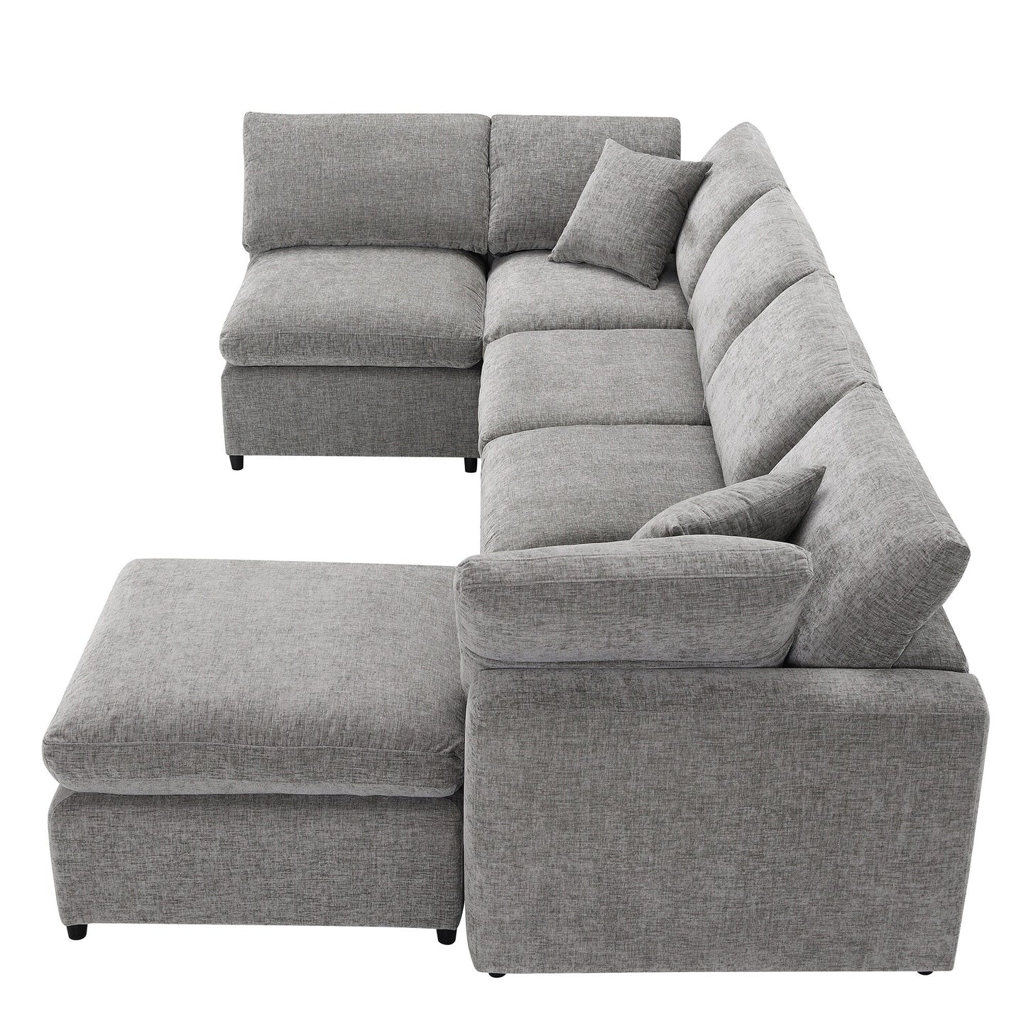 Modular Cloud Sofa Bed,Chenille Sectional Couch Set With Ottoman,Free Combination,Convertible U Shaped Sleeper Sofa