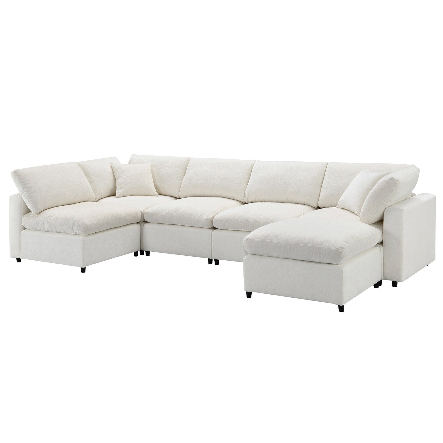 Modular Cloud Sofa Bed,Chenille Sectional Couch Set With Ottoman,Free Combination,Convertible U Shaped Sleeper Sofa