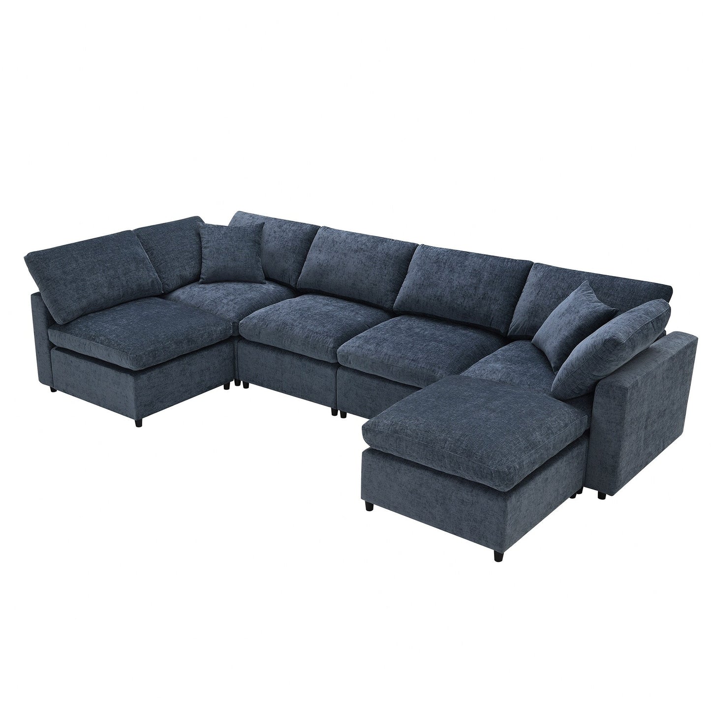 Modular Cloud Sofa Bed,Chenille Sectional Couch Set With Ottoman,Free Combination,Convertible U Shaped Sleeper Sofa