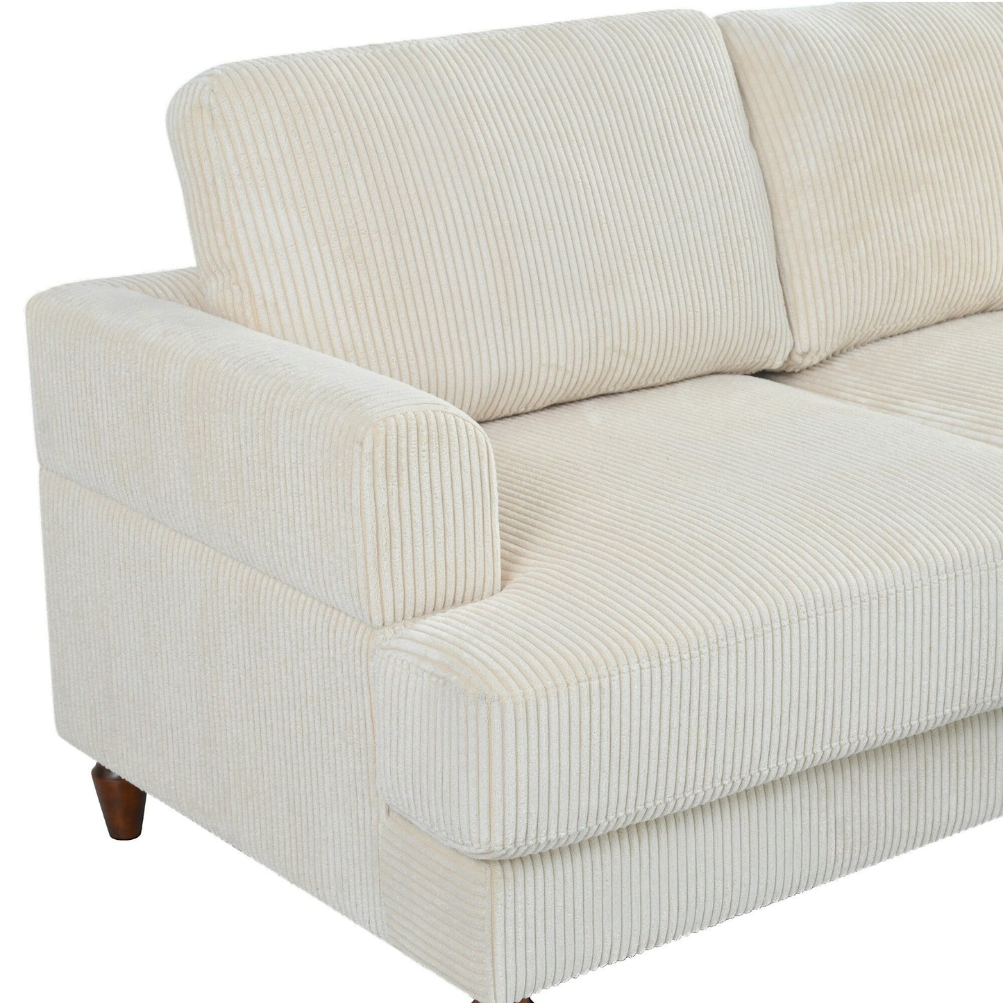 Modular L-Shaped Corduroy 6-Seater Sectional Sofa with Ottoman and Wooden Legs for Living Room Office