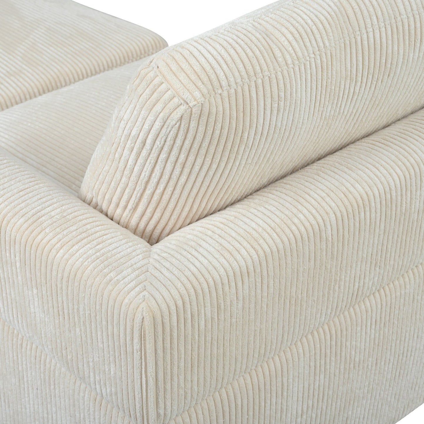 Modular L-Shaped Corduroy 6-Seater Sectional Sofa with Ottoman and Wooden Legs for Living Room Office