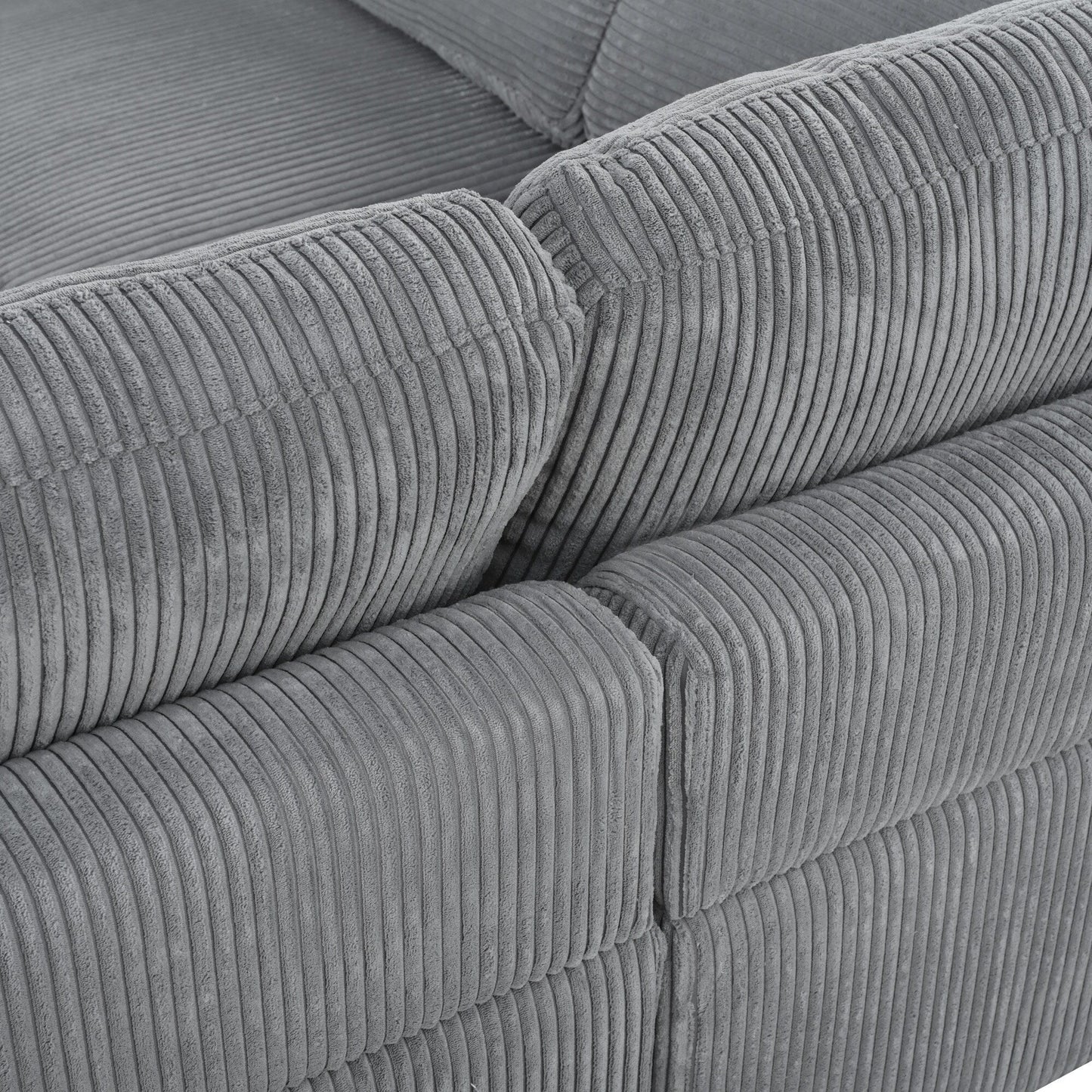 Modular L-Shaped Corduroy 6-Seater Sectional Sofa with Ottoman and Wooden Legs for Living Room Office