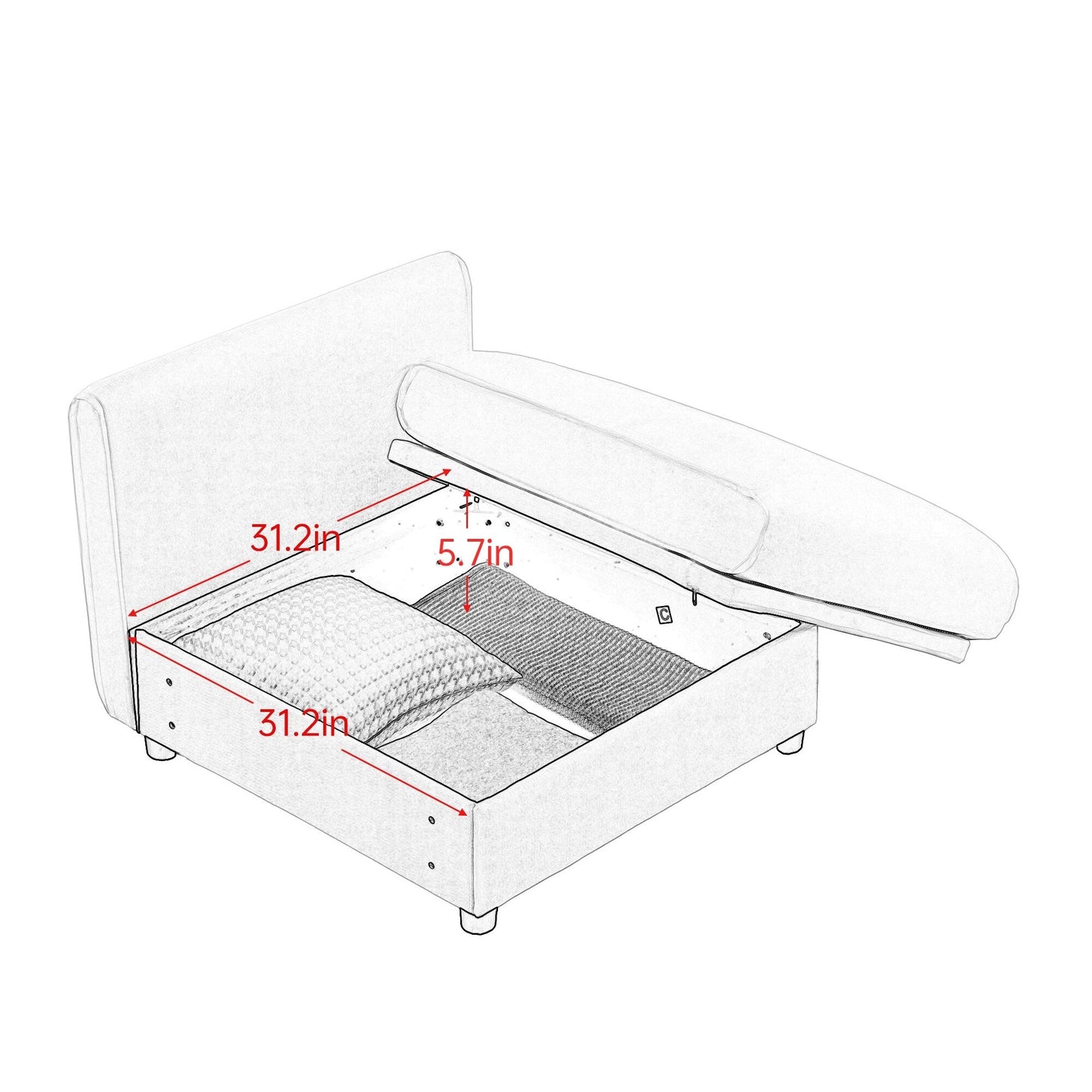 Modular Sectional Sofa with Storage, Cylindrical Backrest and Armrests Deep Comfortable Seating, 4 Seat L- Shaped Sofa