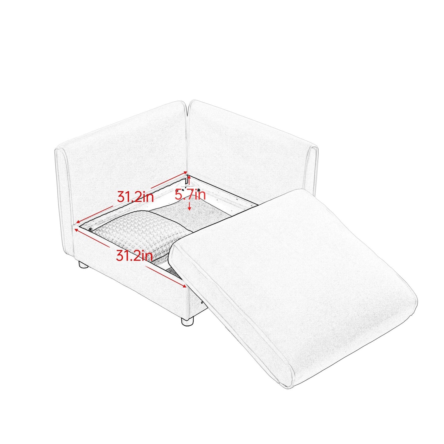 Modular Sectional Sofa with Storage, Cylindrical Backrest and Armrests Deep Comfortable Seating, 4 Seat L- Shaped Sofa