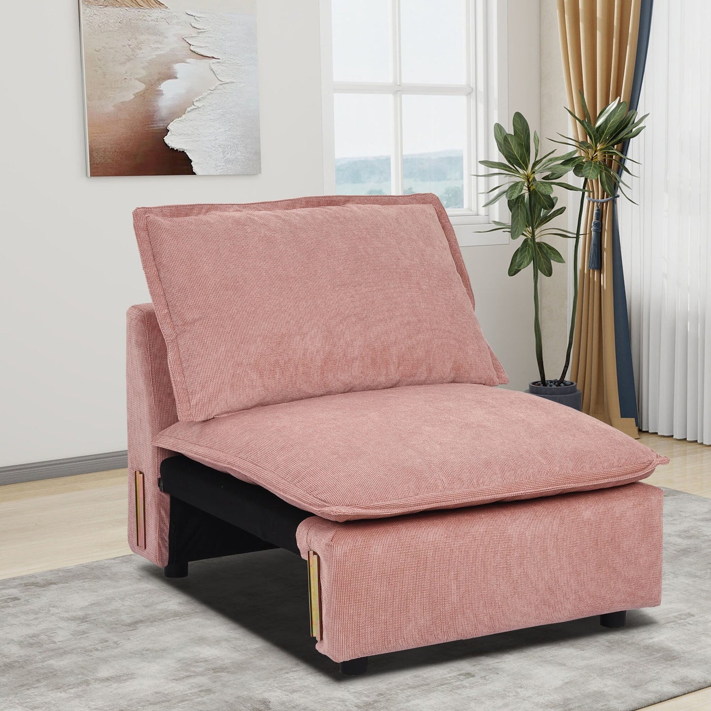 Modular Sectional Sofa, Modern Comfy Cloud Sofa Couch, Corduroy Rainbow Deep Seat Sofa with Movable Cushion