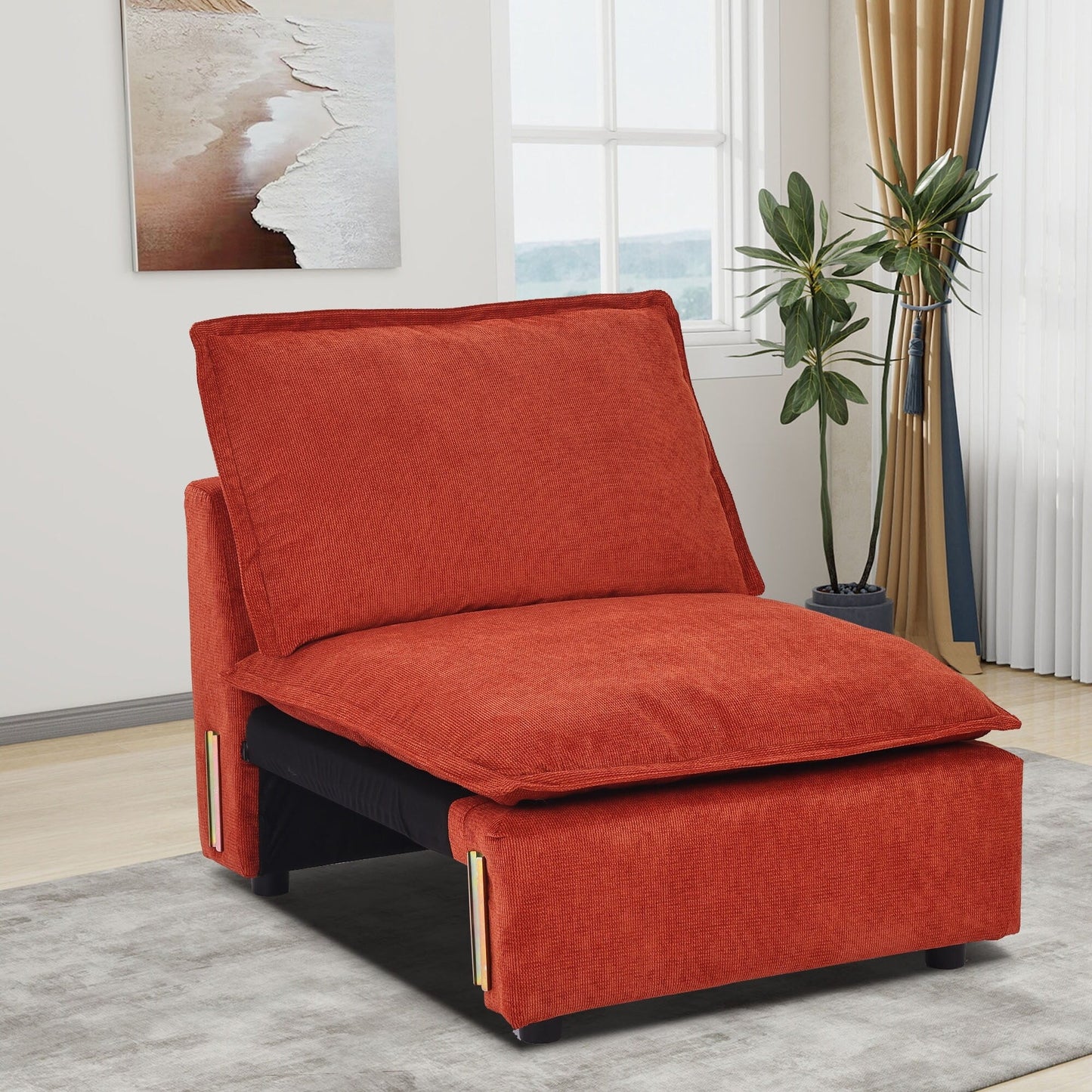 Modular Sectional Sofa, Modern Comfy Cloud Sofa Couch, Corduroy Rainbow Deep Seat Sofa with Movable Cushion
