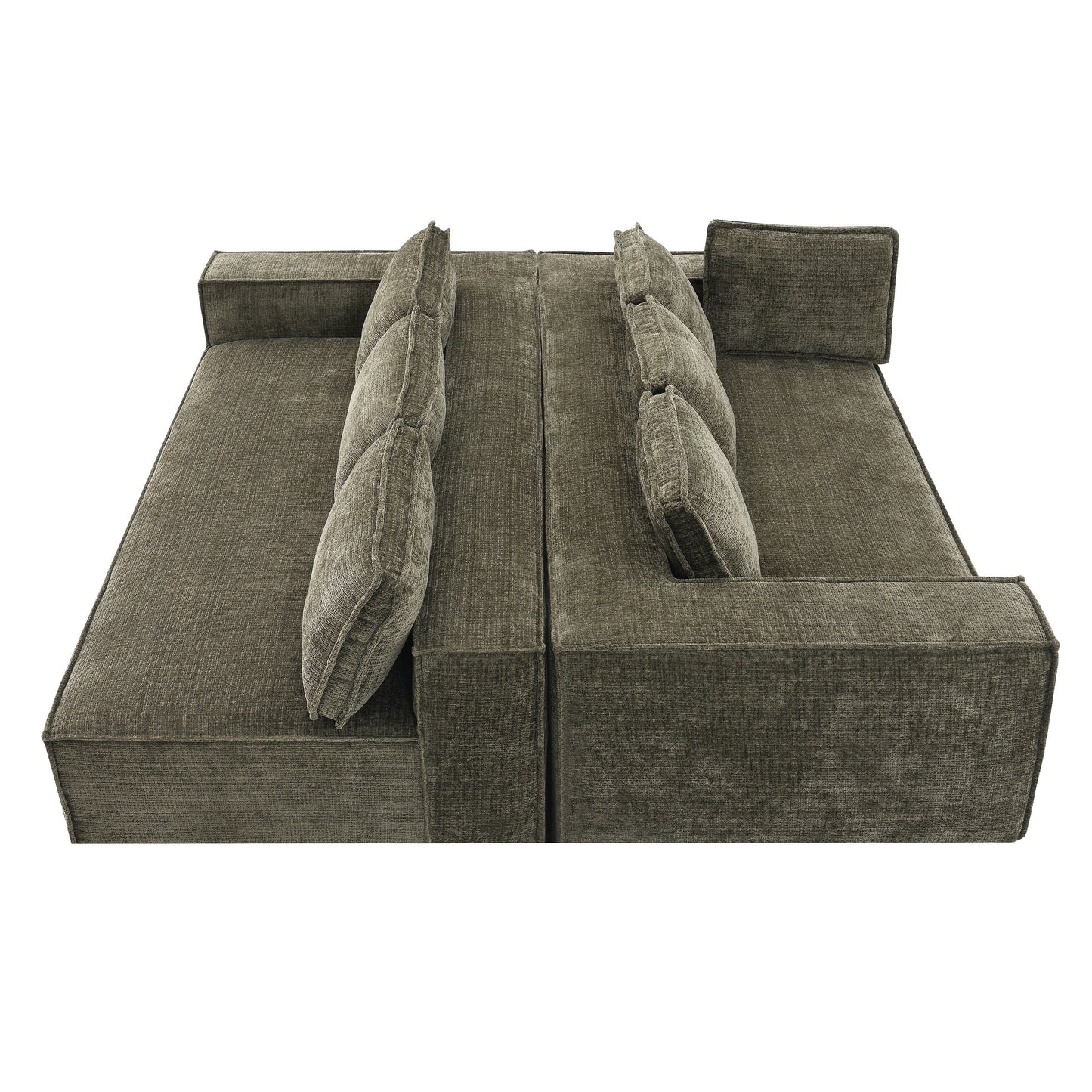 Modular Sectional Sofa,6 Seat Wrinkle-Resistant Chenille Couch Set,2 Pc Free Combination,Modern L-Shaped Cloud Sofa Set