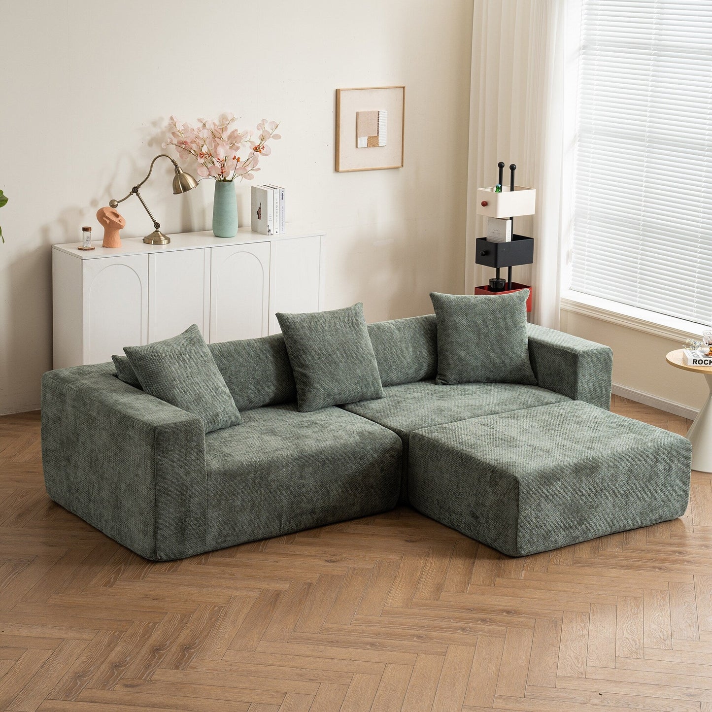 Modular cross-section with L-shaped lounge chair, cloud sofa, living room, bedroom soft cushion sofa - no installation required