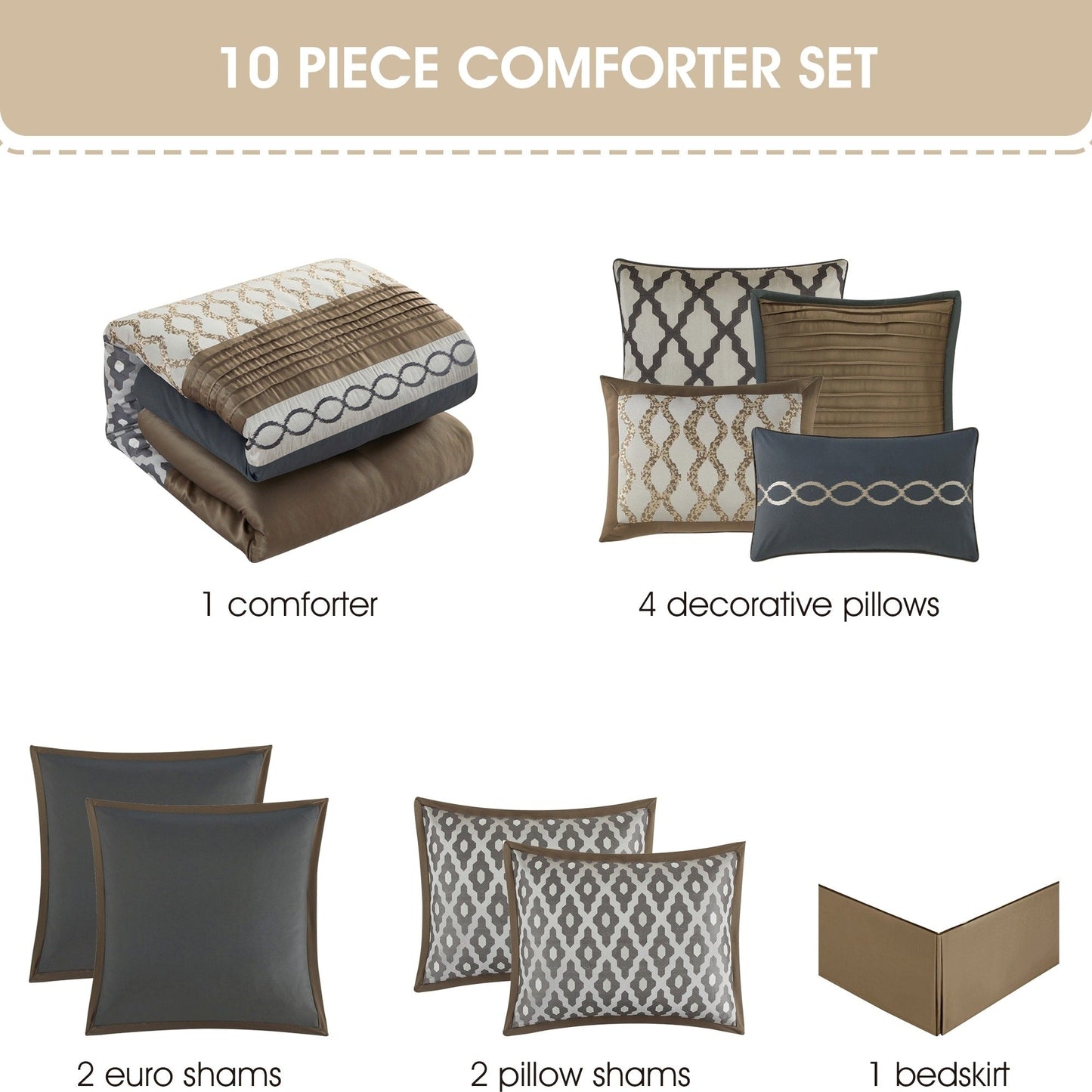 Nanshing Calvin Luxury10-Piece Geometric Comforter Set