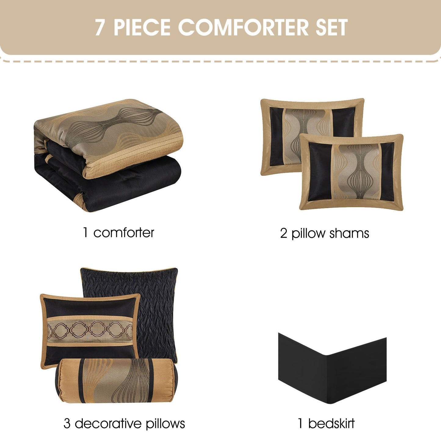 Nanshing Daniella 7-Piece Modern Geometric Comforter Set