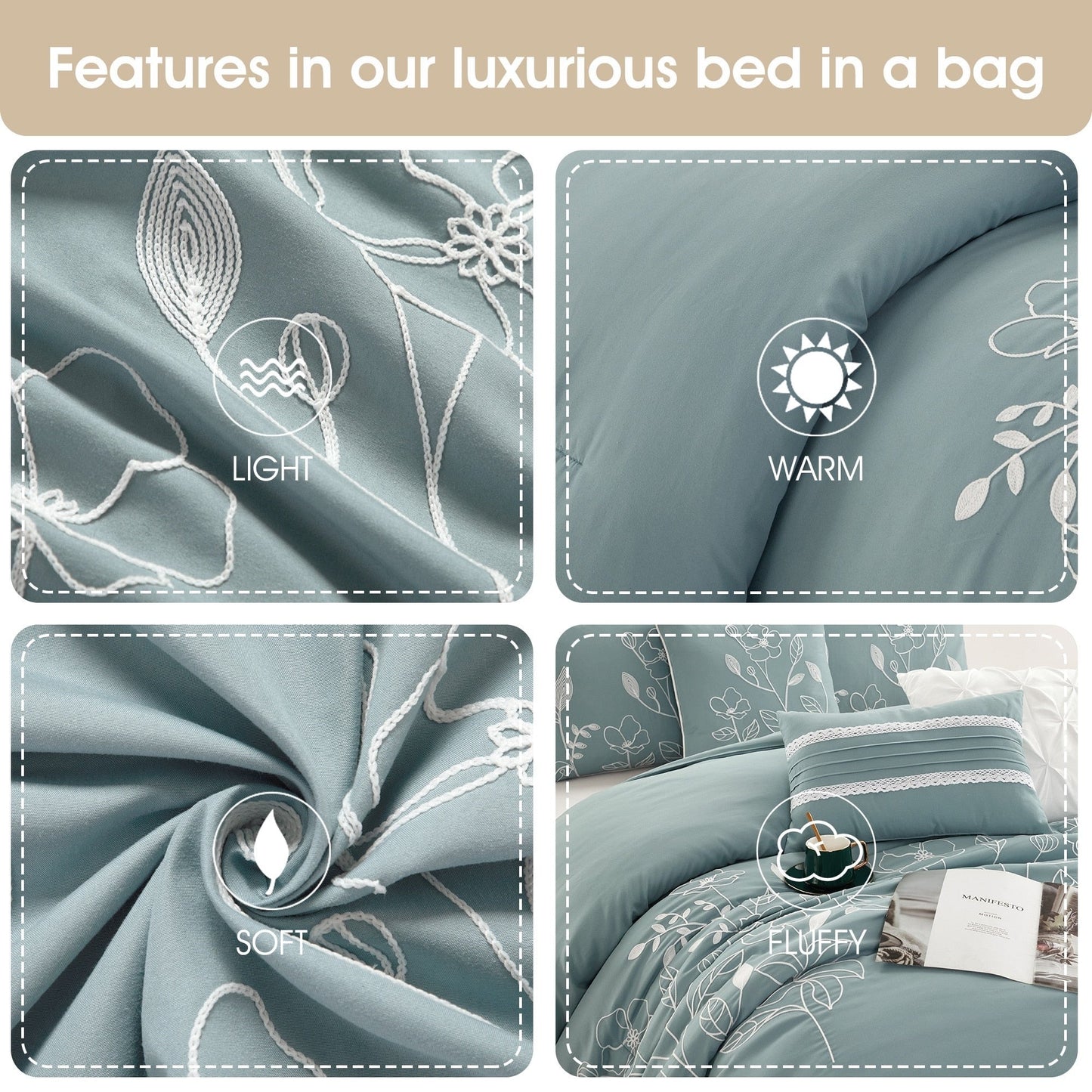 Nanshing Taylor 7 Piece Floral Botanical Comforter Set