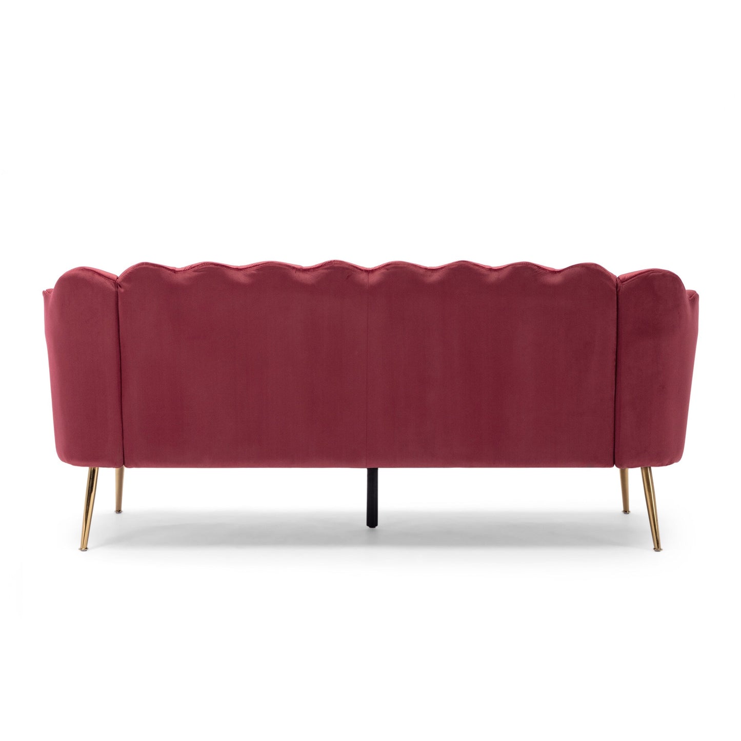 Natural 76.25 Velvet Channel Stitching 3-seater Sofa with Metal Legs for Living Room