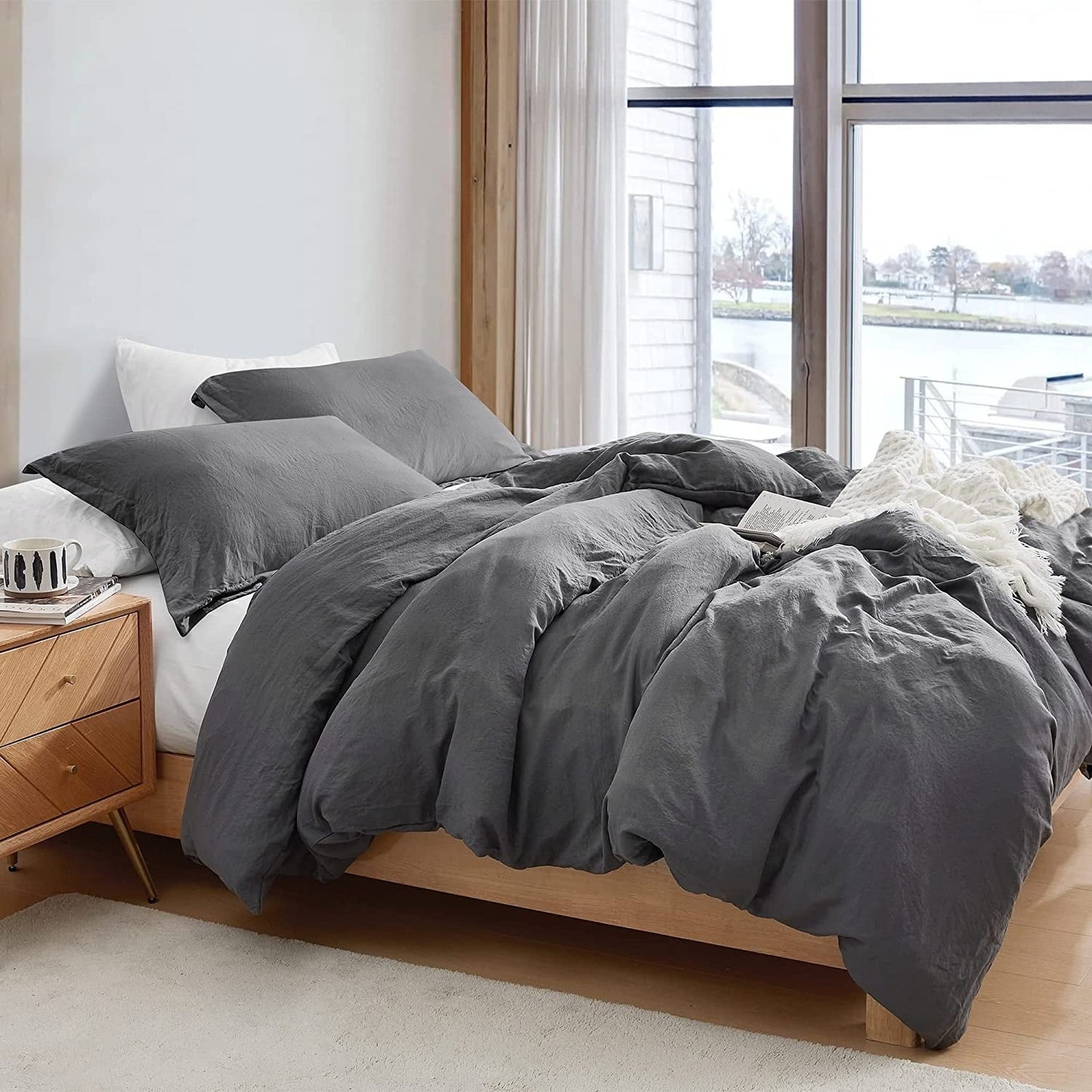 Natural Loft King Solid Duvet Cover Set