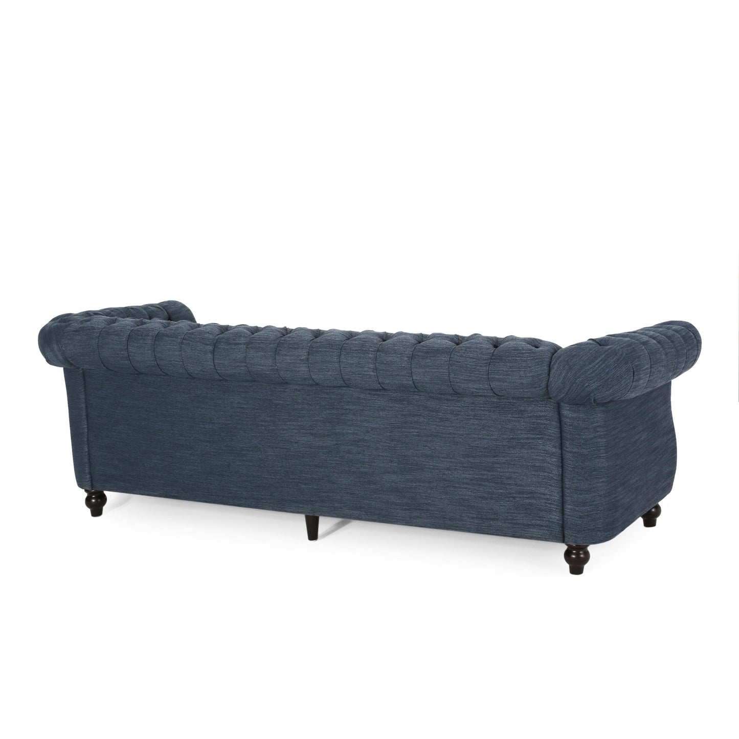 Navy Blue Chesterfield 84.75 Button Tufted Upholstered 3-seater Sofa with Nailheads and Wood Legs