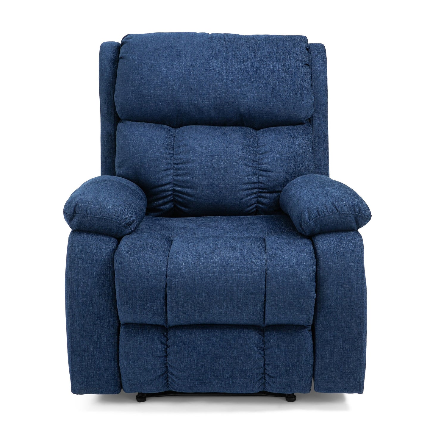 Navy Blue Fabric Massage Manual Recliner with Massage, Lumbar Heating, Side Pockets