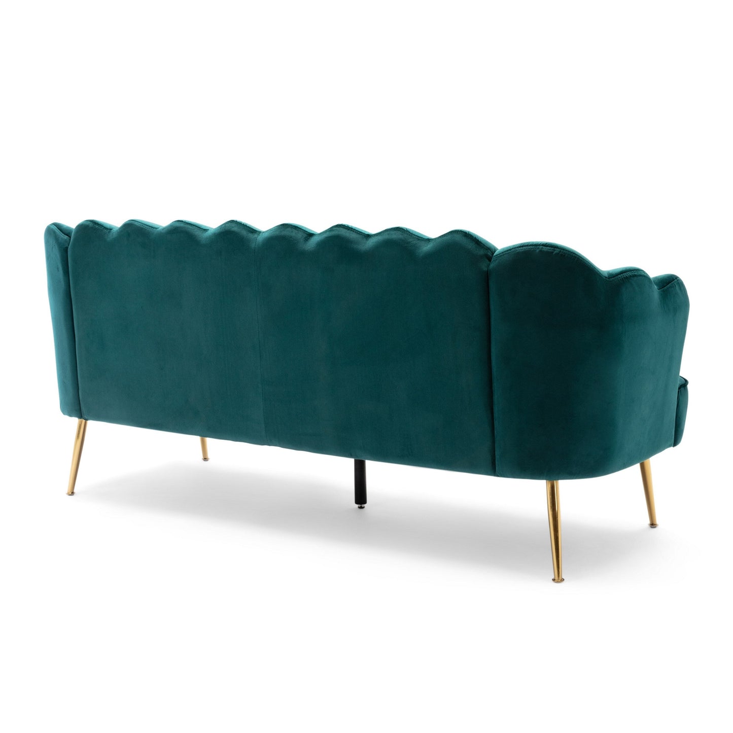 Nika Sofa, Modern Channel Stitching, 76 Inch, Lush Teal Green Velvet