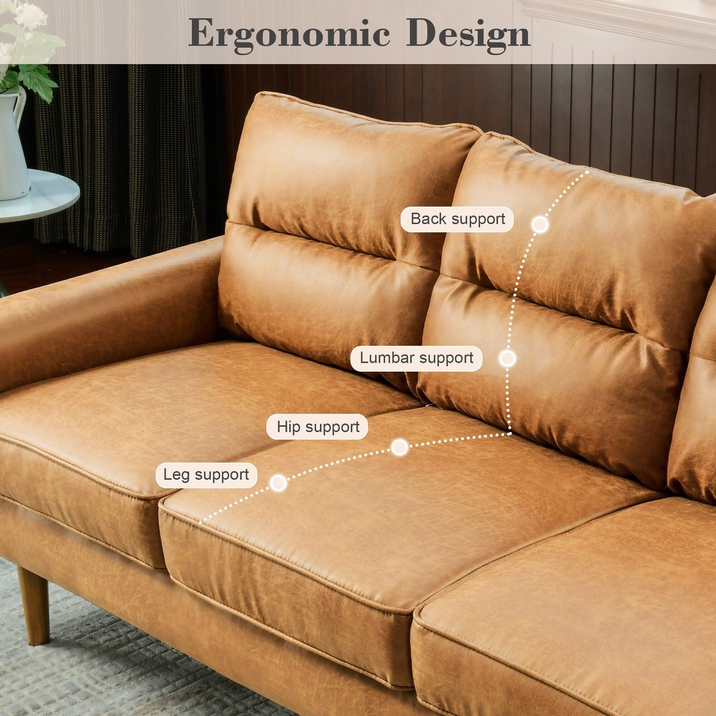 OVIOS Fluffy Cushion Wood Leg Indoor Sofa