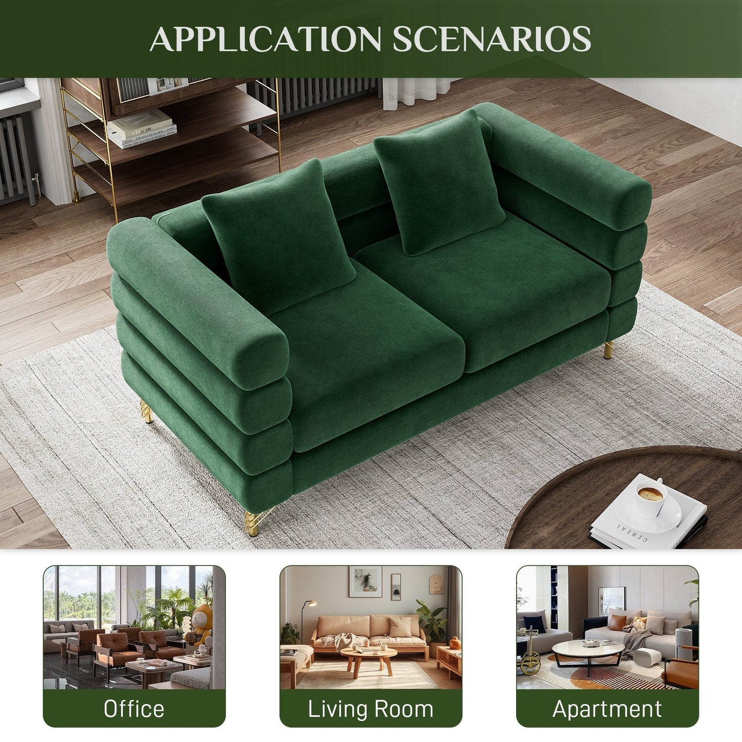 Ouyessir Mid Century Sofa Couch for Bedroom, Living Room, Lounges, Office, Apartment