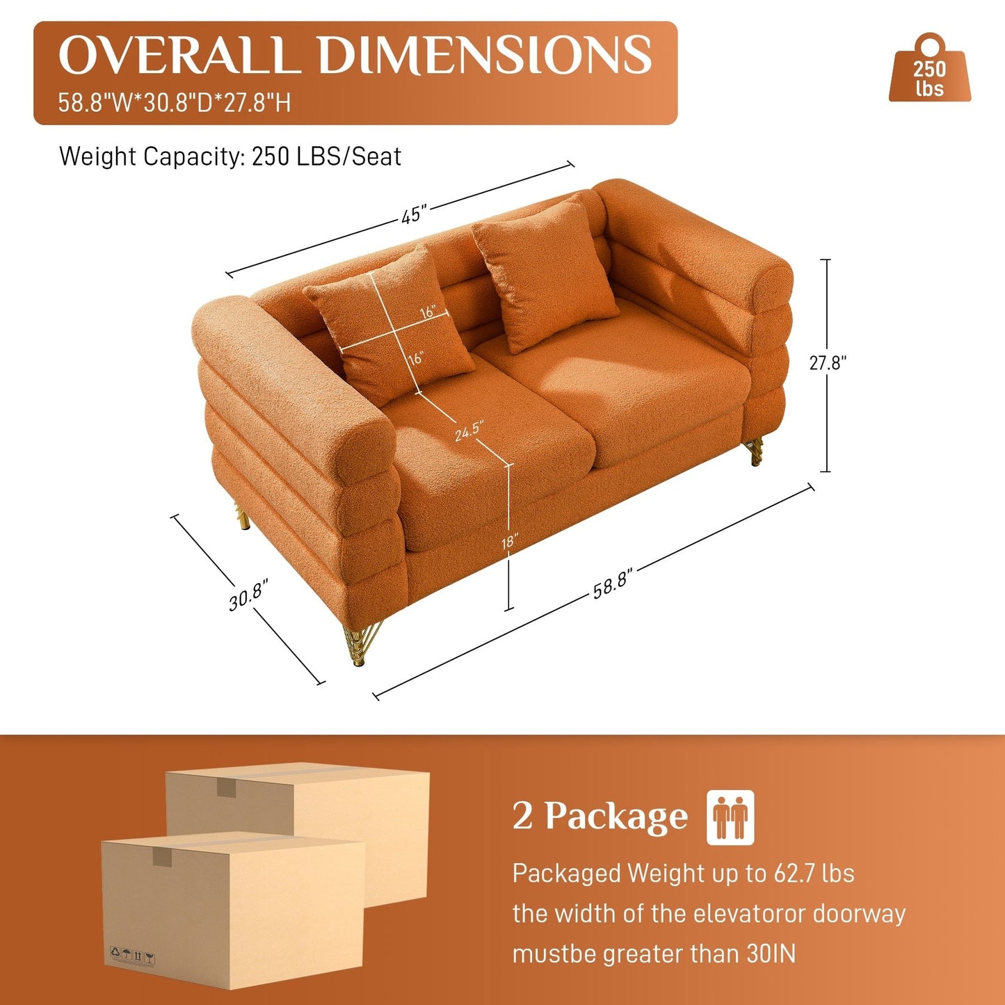 Ouyessir Mid Century Sofa Couch for Bedroom, Living Room, Lounges, Office, Apartment