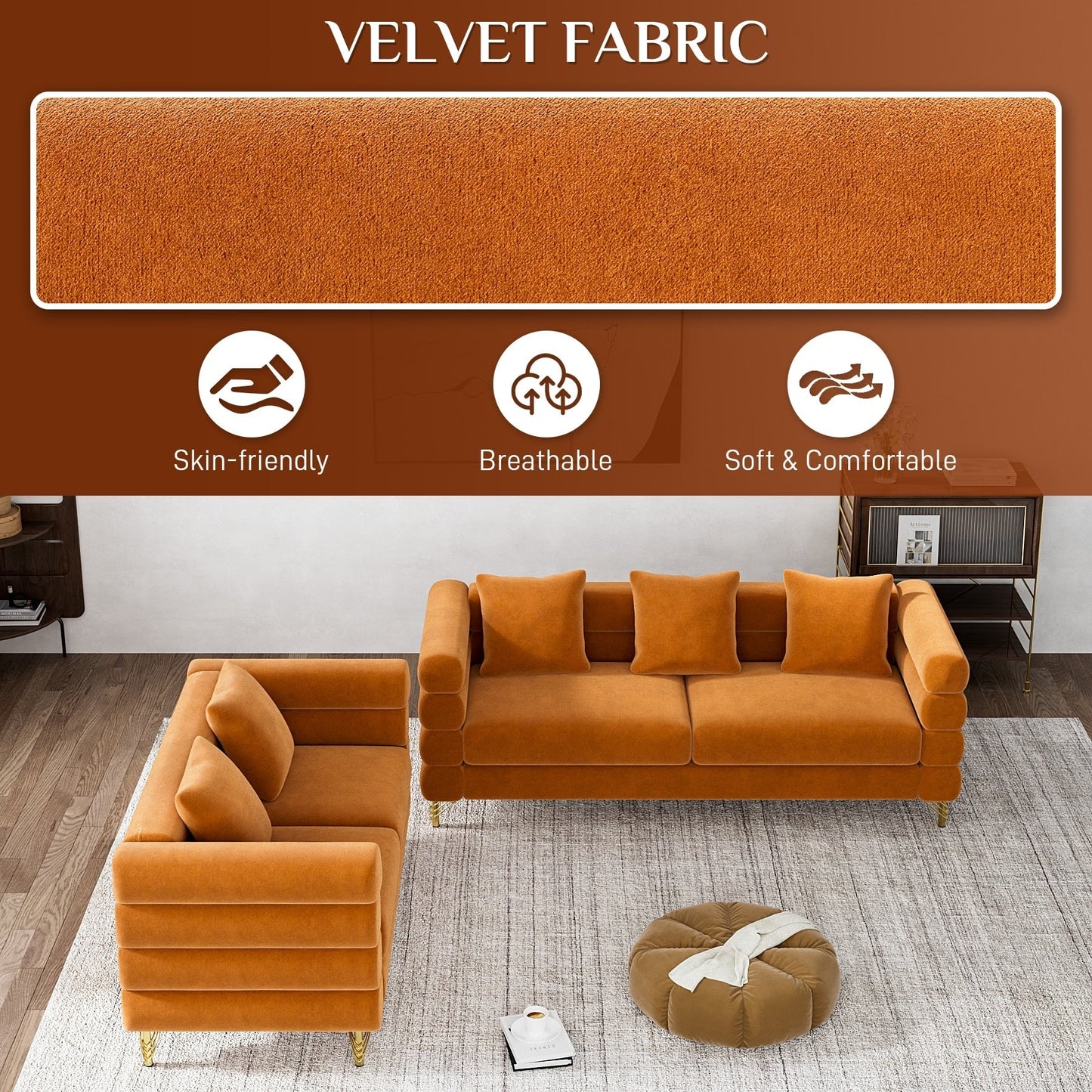 Ouyessir Mid Century Sofa Couch for Bedroom, Living Room, Lounges, Office, Apartment