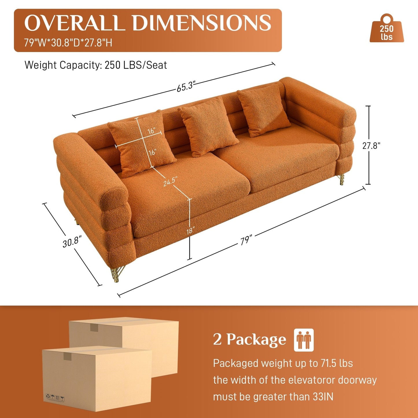 Ouyessir Mid Century Sofa Couch for Bedroom, Living Room, Lounges, Office, Apartment