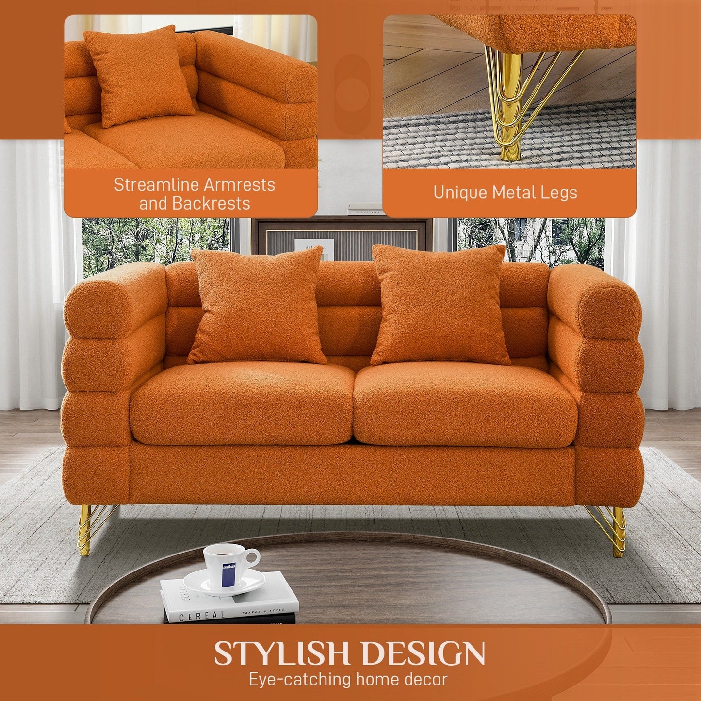 Ouyessir Mid Century Sofa Couch for Bedroom, Living Room, Lounges, Office, Apartment