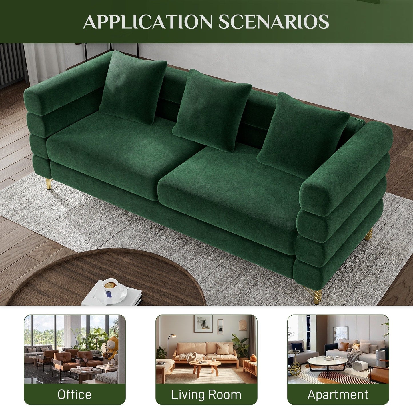 Ouyessir Mid Century Sofa Couch for Bedroom, Living Room, Lounges, Office, Apartment