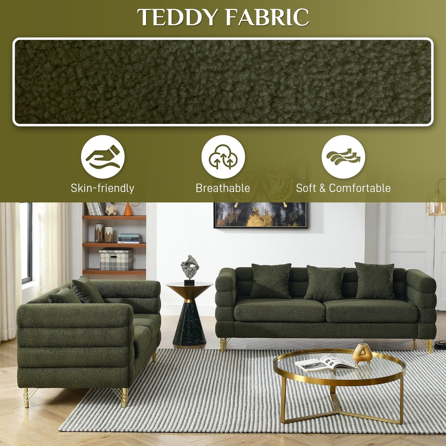 Ouyessir Mid Century Sofa Couch for Bedroom, Living Room, Lounges, Office, Apartment