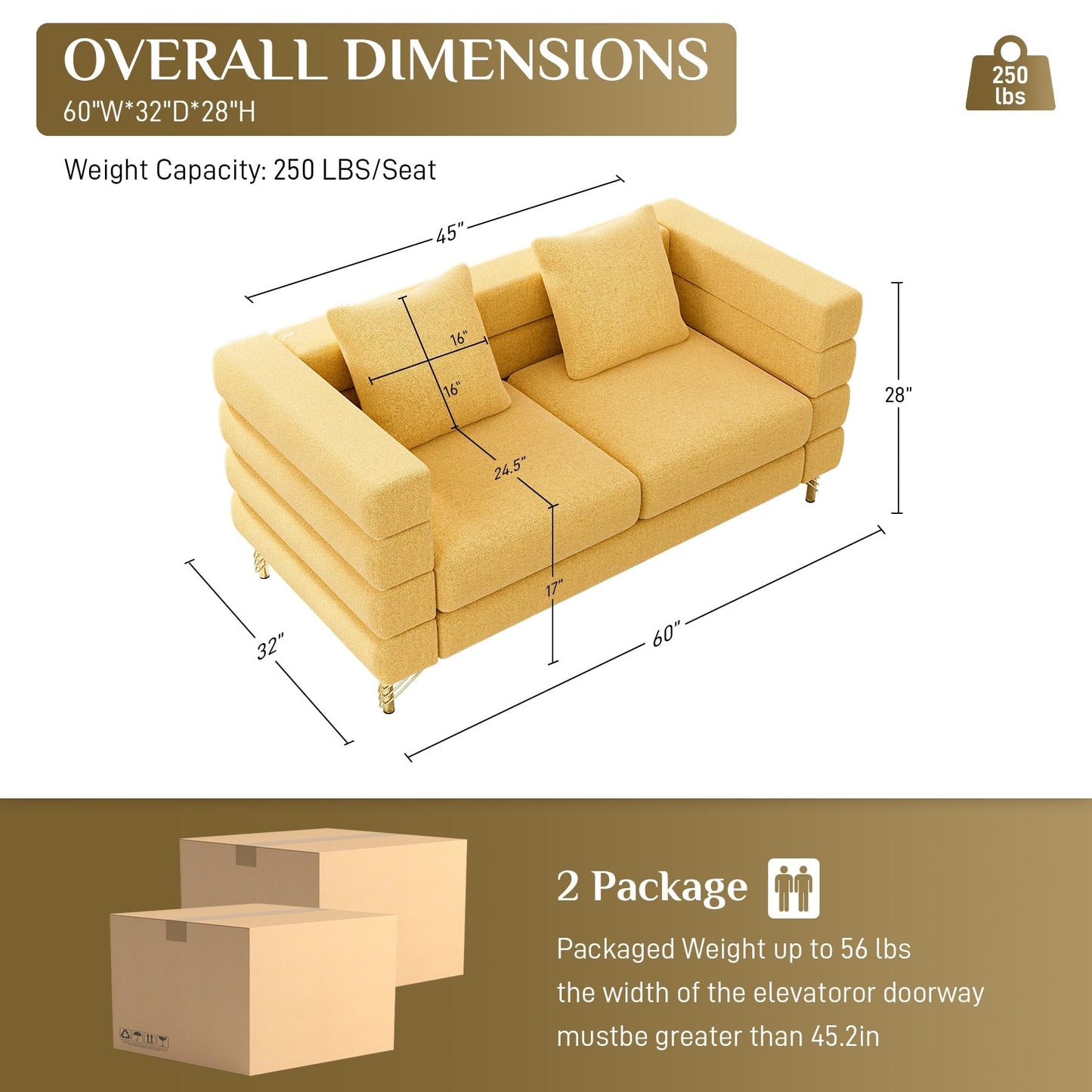 Ouyessir Mid Century Sofa Couch for Bedroom, Living Room, Lounges, Office, Apartment