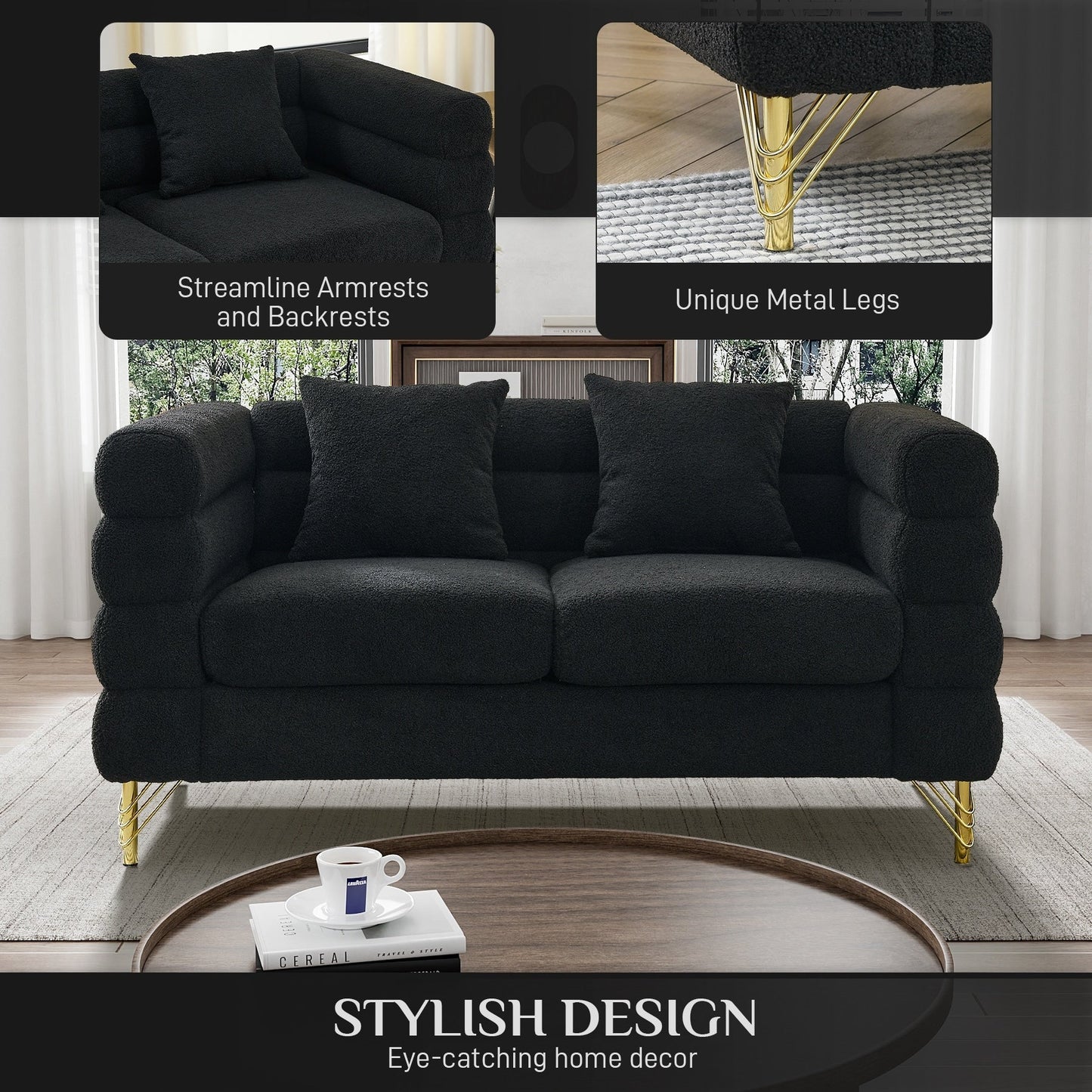 Ouyessir Mid Century Sofa Couch for Bedroom, Living Room, Lounges, Office, Apartment