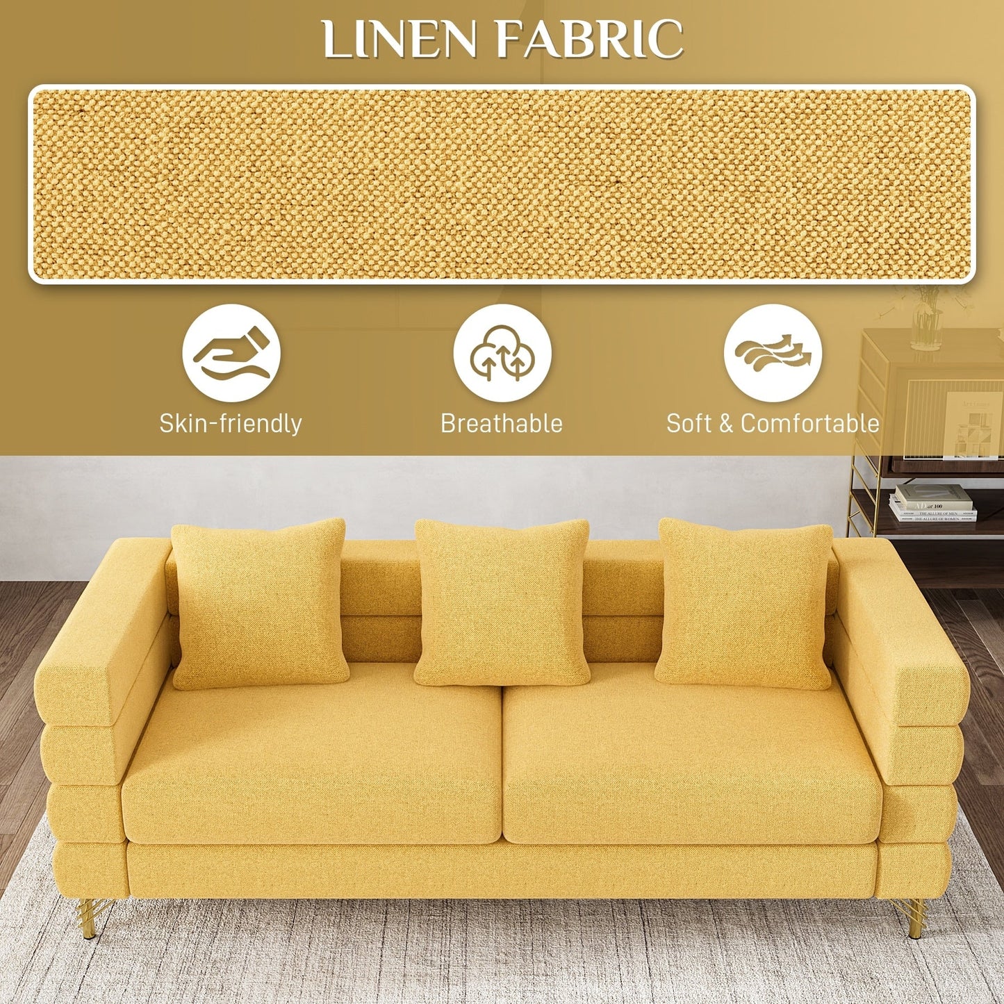 Ouyessir Mid Century Sofa Couch for Bedroom, Living Room, Lounges, Office, Apartment