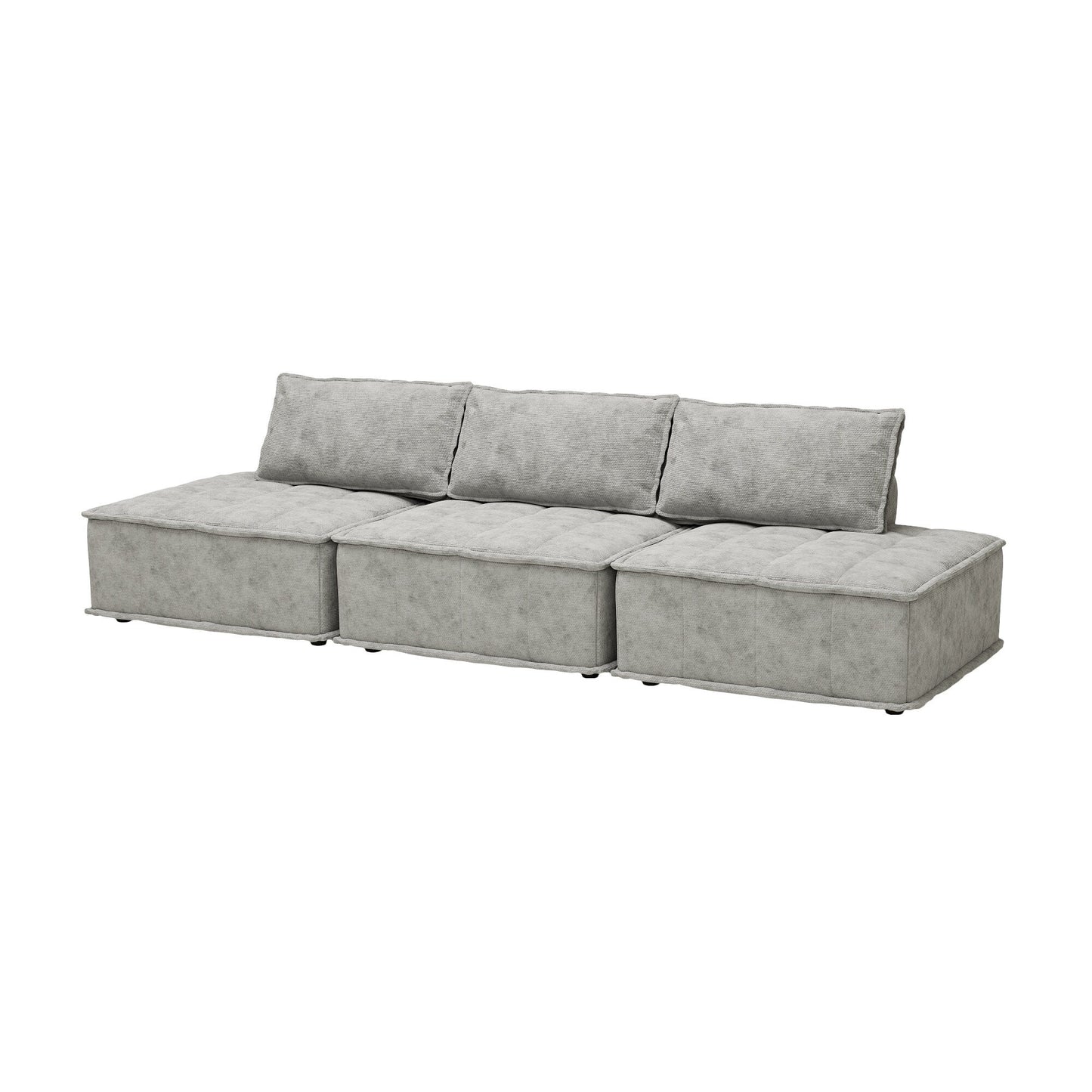 Oversized 3-piece Chenille Modular Square Sofa Set with High-Density Foam Cushions, Free Combination