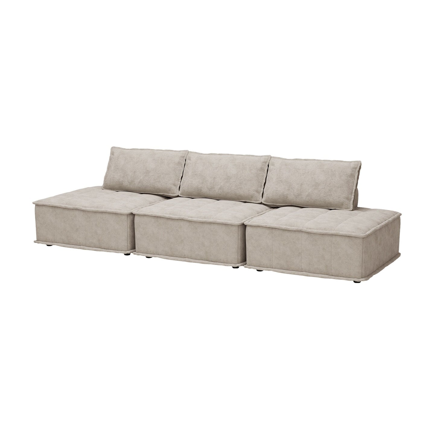 Oversized 3-piece Chenille Modular Square Sofa Set with High-Density Foam Cushions, Free Combination