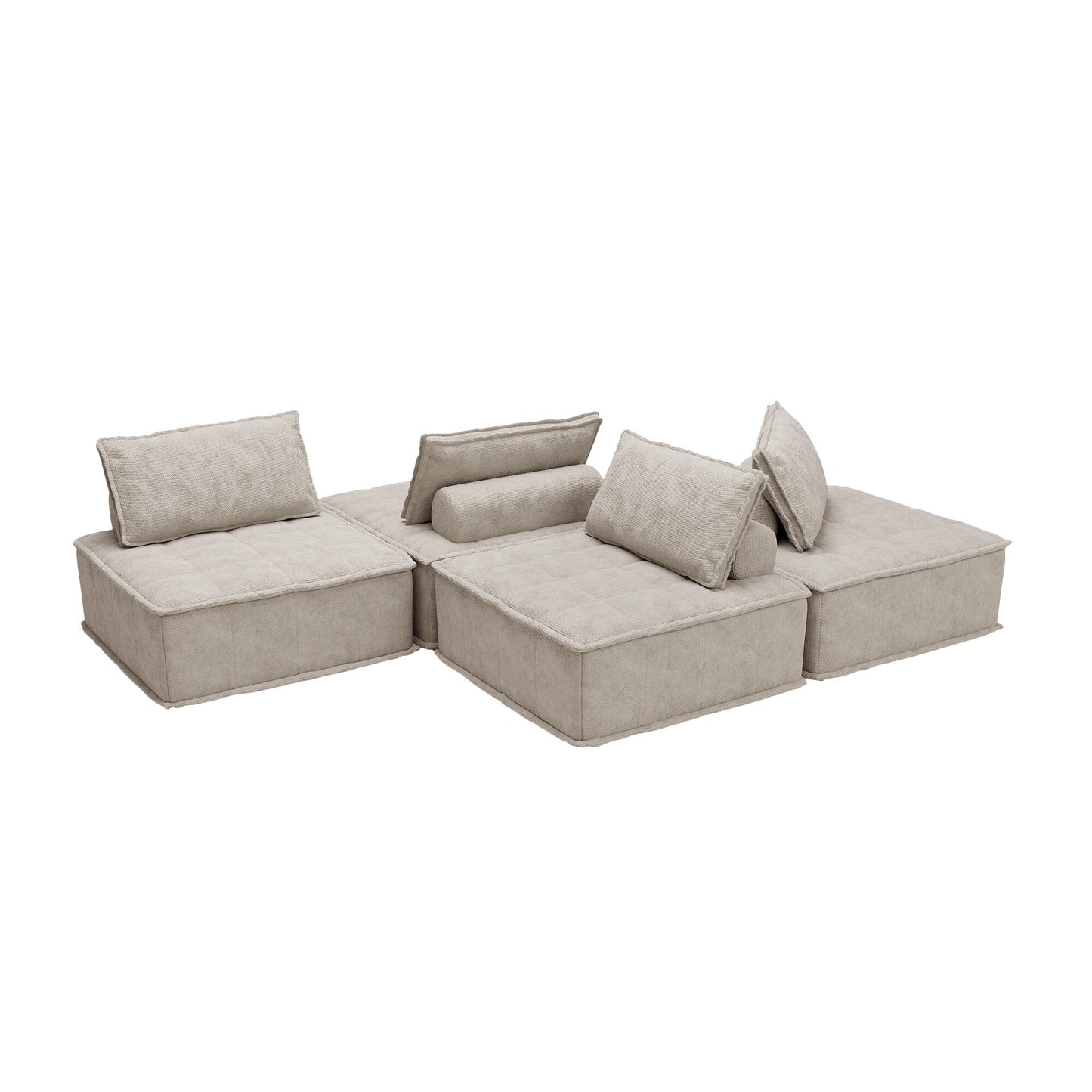 Oversized 4-piece Chenille Modular Square Sofa Set with High-Density Foam Cushions, Free Combination