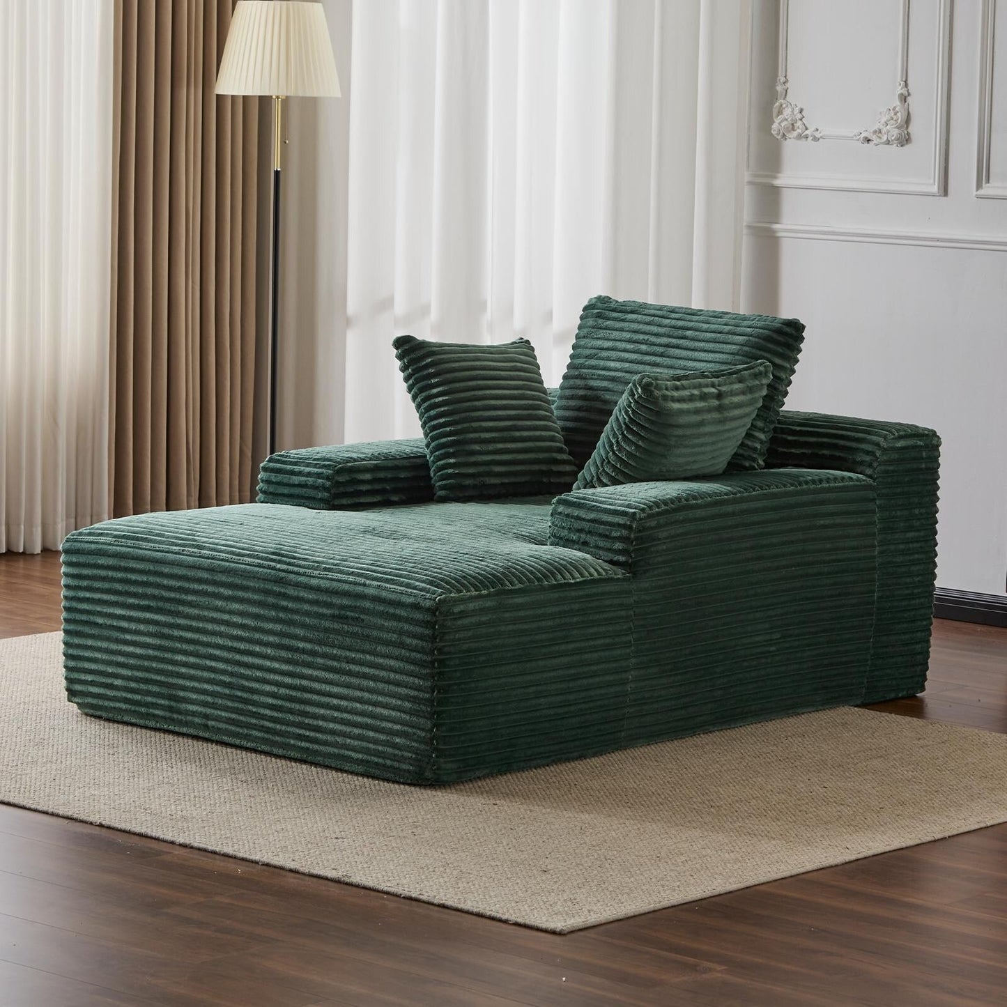 Oversized Chaise Lounge Cloud Couch Plush Corduroy Sleeper Sofa Daybed with Pillows for Living Room No Assembly