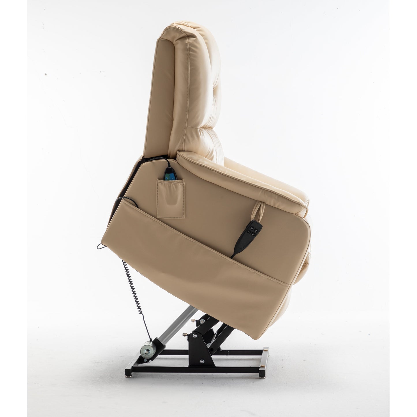 Oversized Electric Lift Recliner with OKIN Motor, Infinite Recline to 180°, Extra-Wide Seat, and Convenient Side Storage
