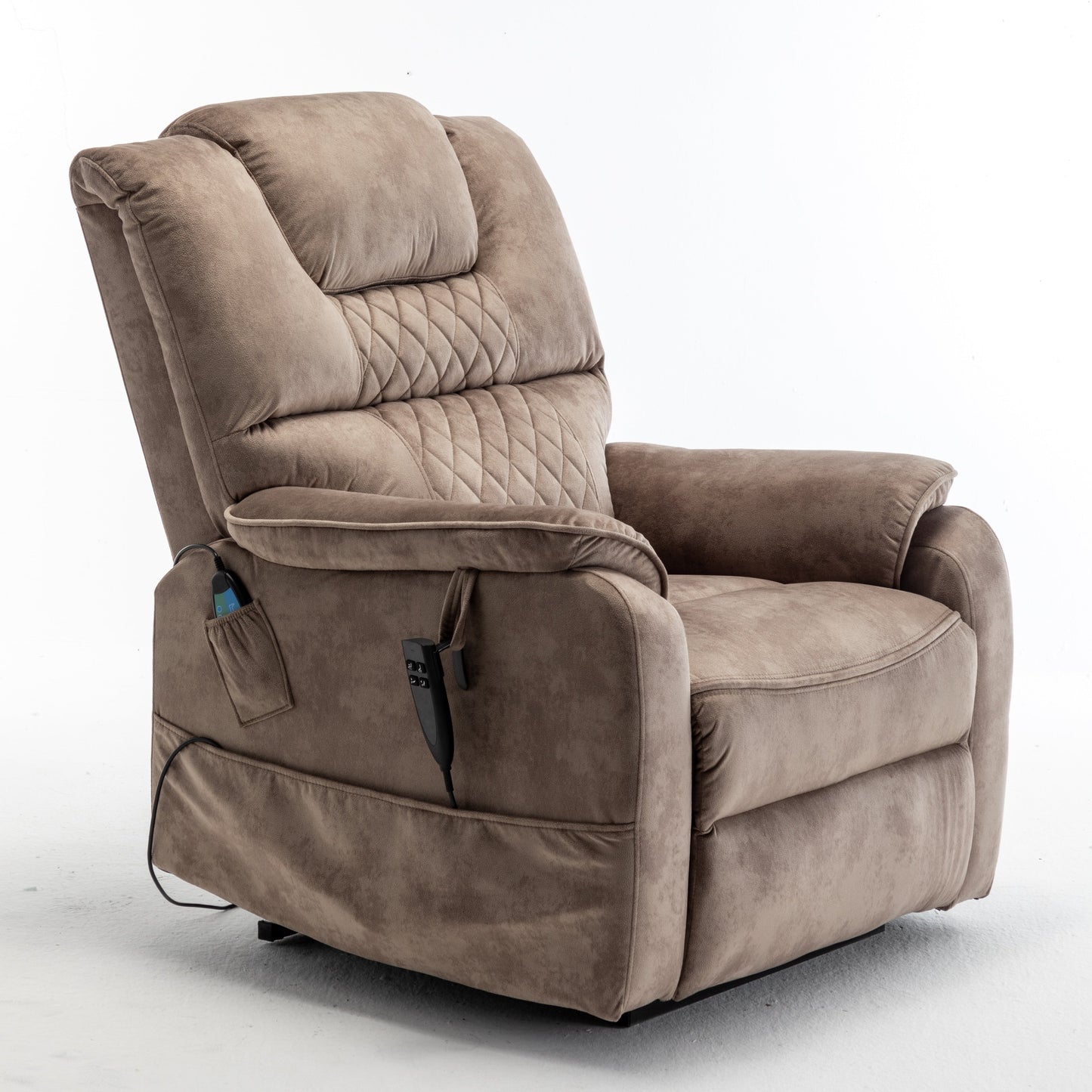 Oversized Electric Lift Recliner with OKIN Motor, Infinite Recline to 180°, Extra-Wide Seat, and Convenient Side Storage