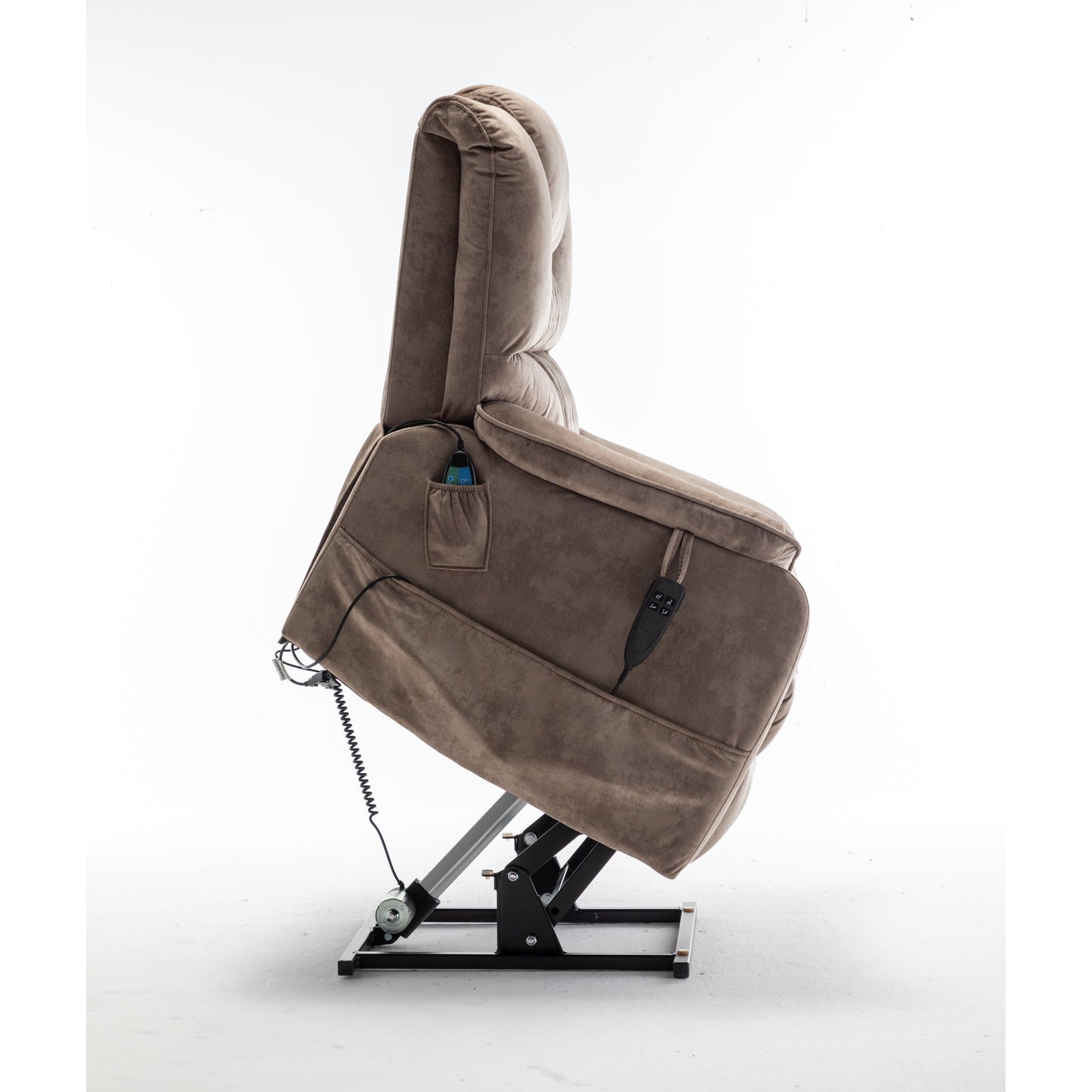 Oversized Electric Lift Recliner with OKIN Motor, Infinite Recline to 180°, Extra-Wide Seat, and Convenient Side Storage