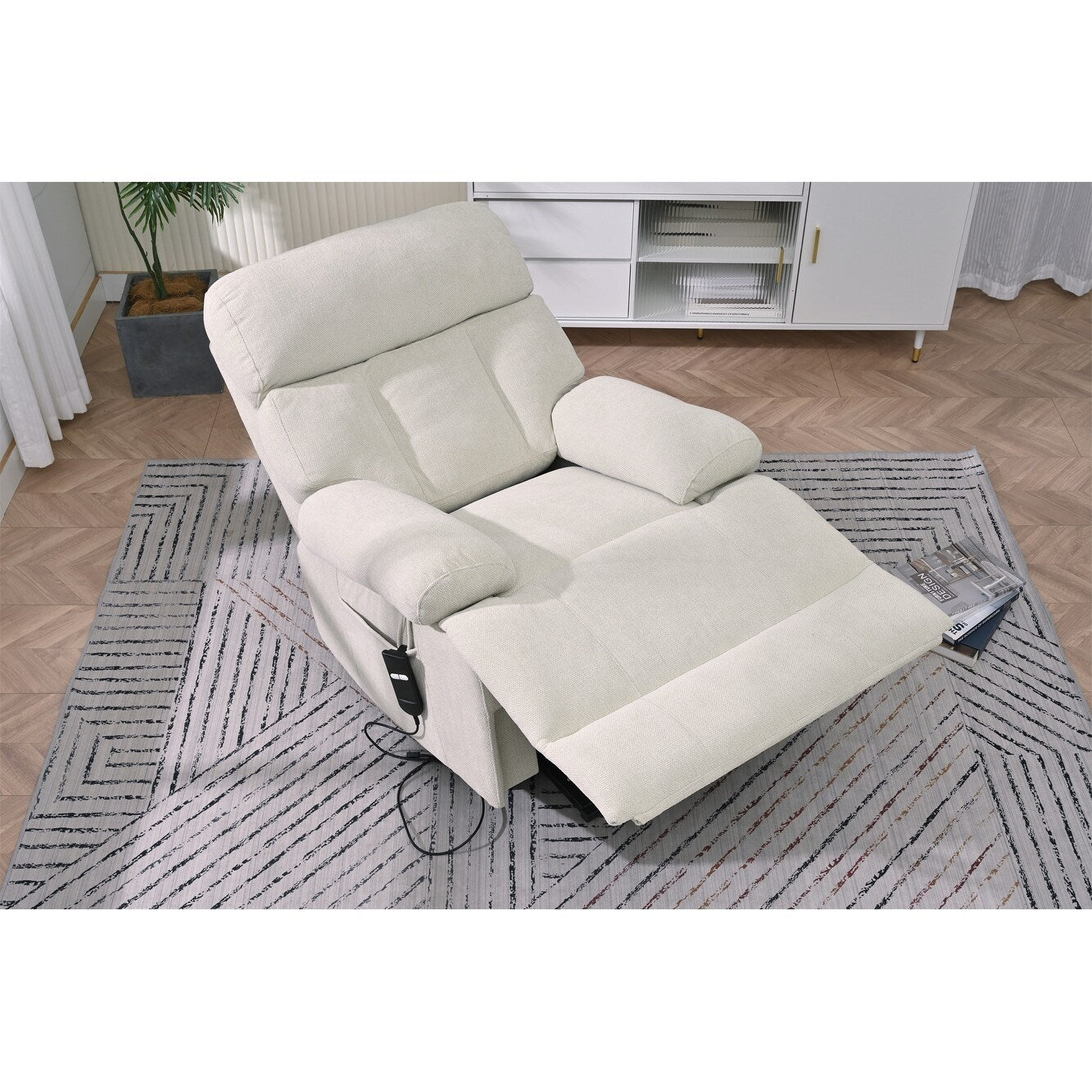 Oversized Power Lift Recliner Chair For Elderly,Reclining Sofa Chair With Remote Control,Side Pocket,Spacious Seat