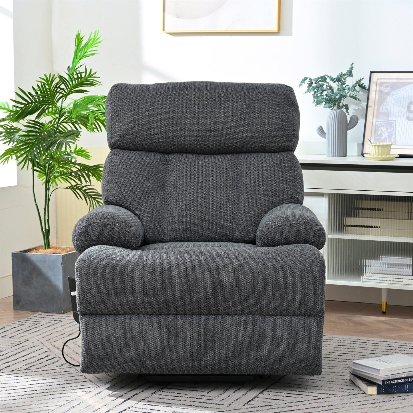 Oversized Power Lift Recliner Chair For Elderly,Reclining Sofa Chair With Remote Control,Side Pocket,Spacious Seat