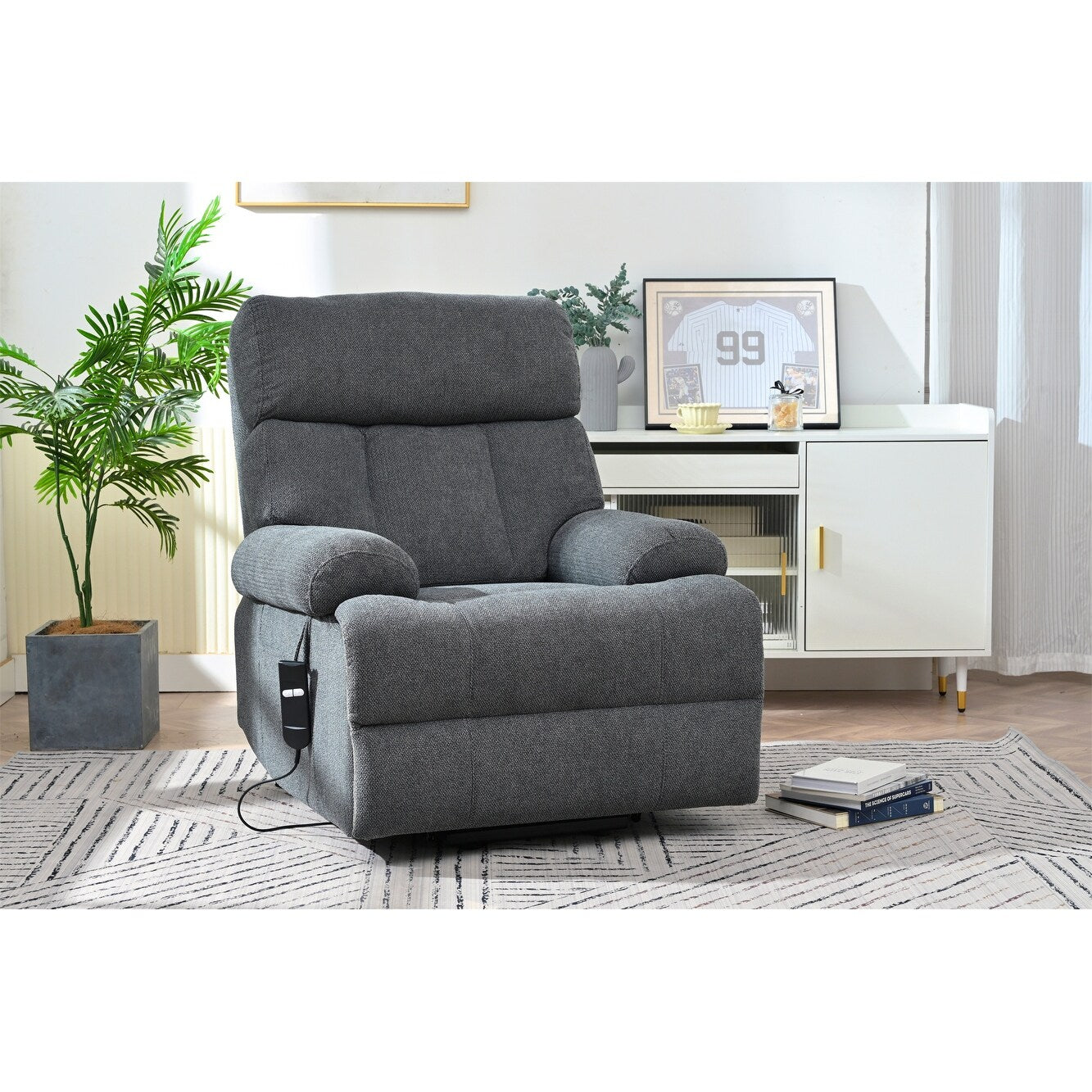 Oversized Power Lift Recliner Chair For Elderly,Reclining Sofa Chair With Remote Control,Side Pocket,Spacious Seat