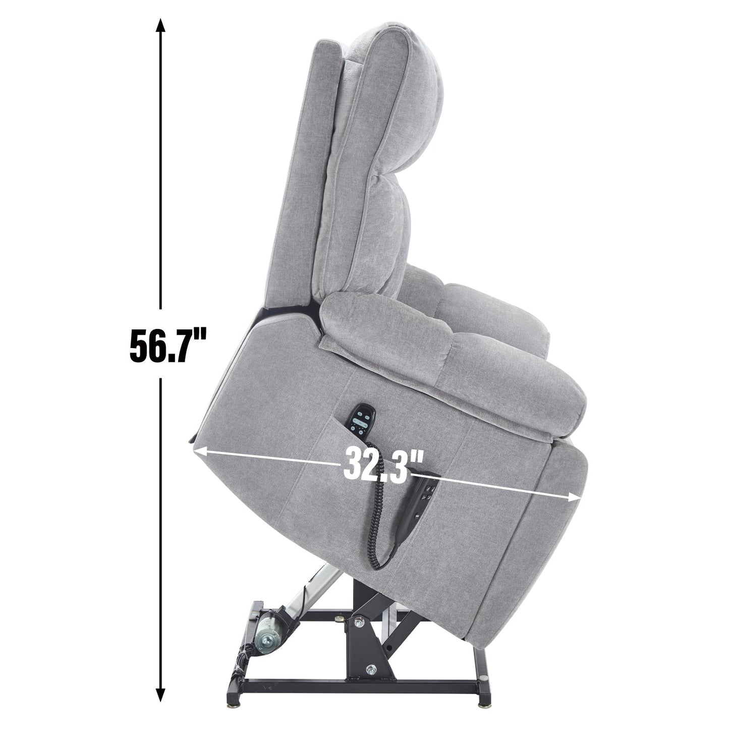Oversized Power Lift Recliner with Dual Motors, Heat & Massage Functions, Infinite Position Recline, Hidden Cup Holders