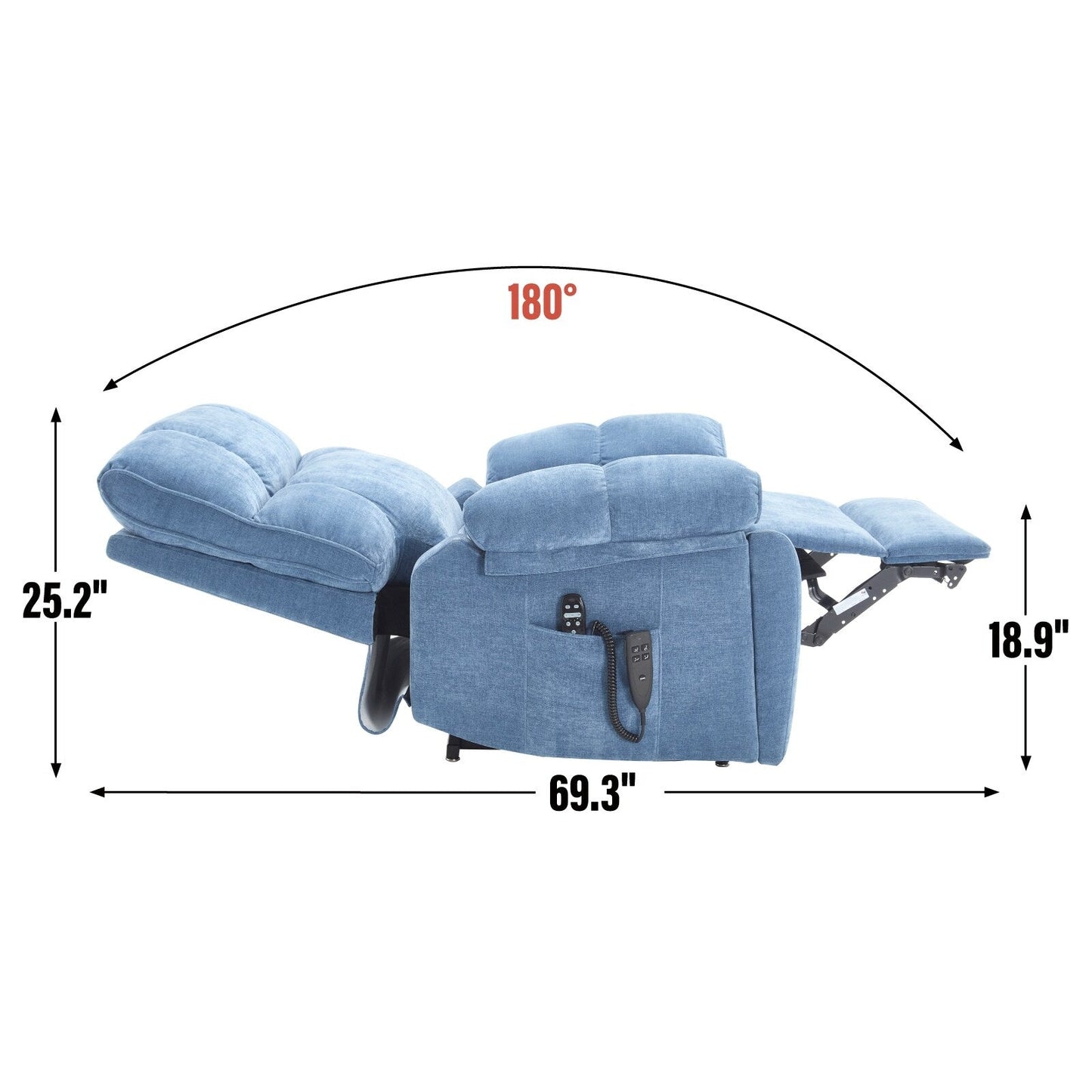 Oversized Power Lift Recliner with Dual Motors, Heat & Massage Functions, Infinite Position Recline, Hidden Cup Holders