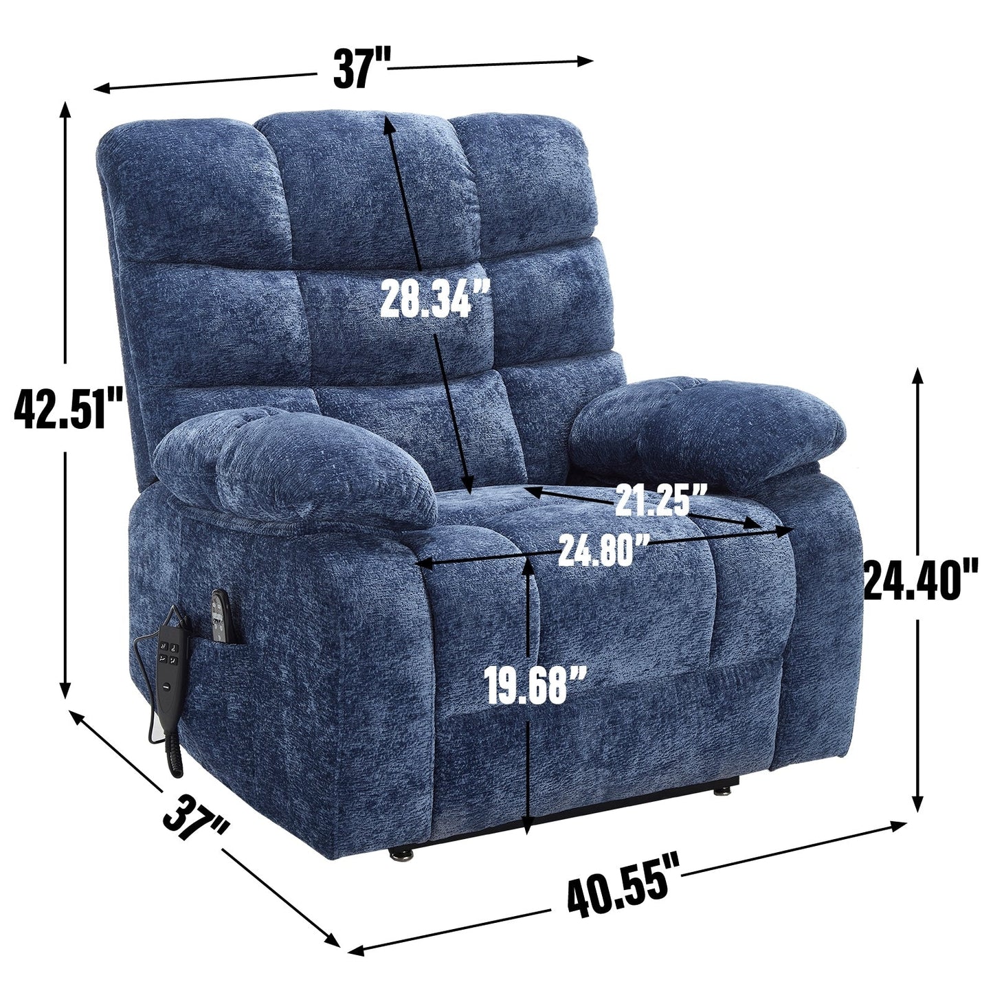 Oversized Power Lift Recliner with Dual Motors, Heat & Massage, Infinite Recline (350LBS Capacity), Remote Control