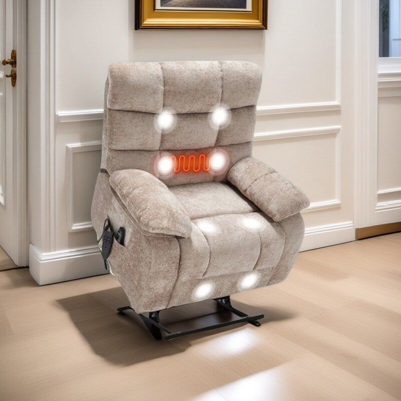 Oversized Power Lift Recliner with Dual Motors, Heat & Massage, Infinite Recline (350LBS Capacity), Remote Control