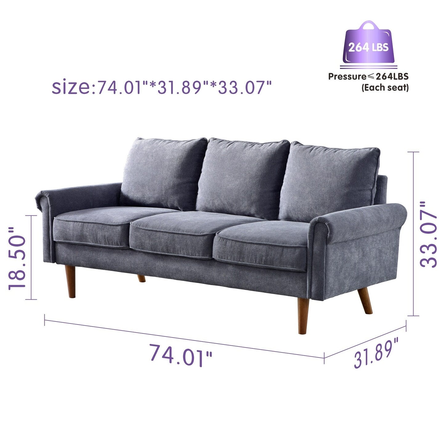 OVIOS Upholstered Mid-century Sofa