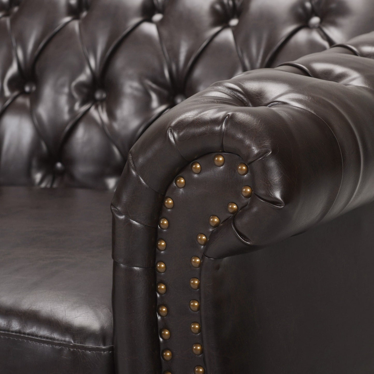 Parksley Tufted Chesterfield Faux Leather Sofa by Christopher Knight Home