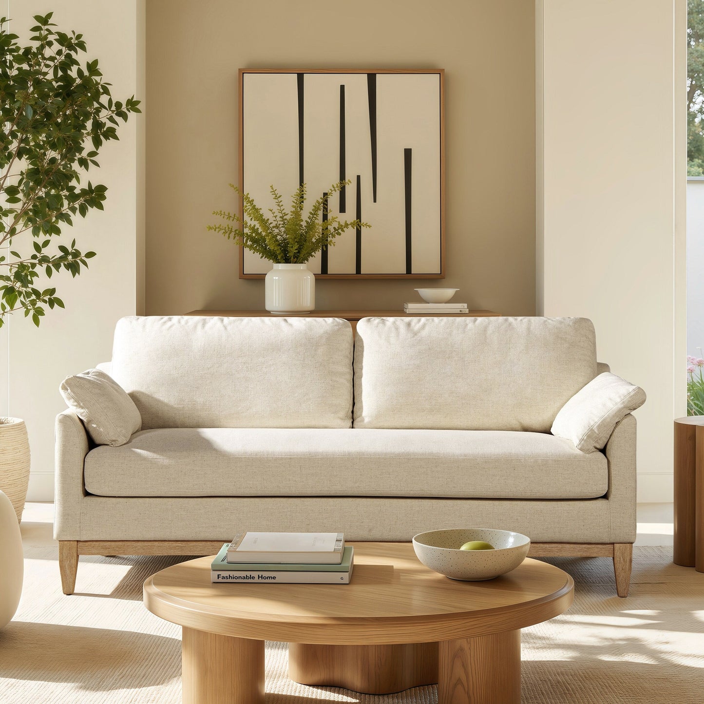 Pasadena 75.5 Velvet Modern Farmhouse Loose Pillow-Back Sofa