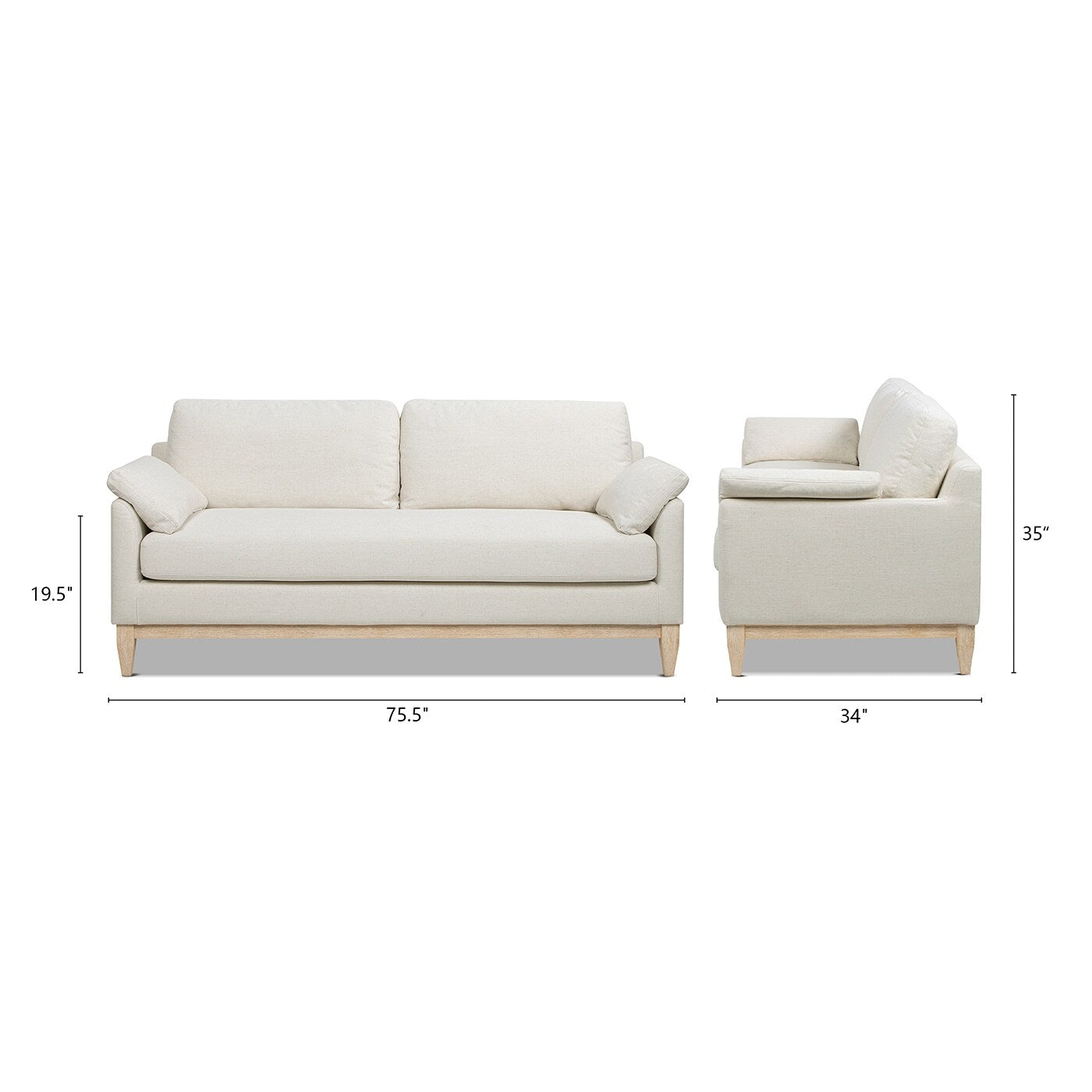 Pasadena 75.5 Velvet Modern Farmhouse Loose Pillow-Back Sofa