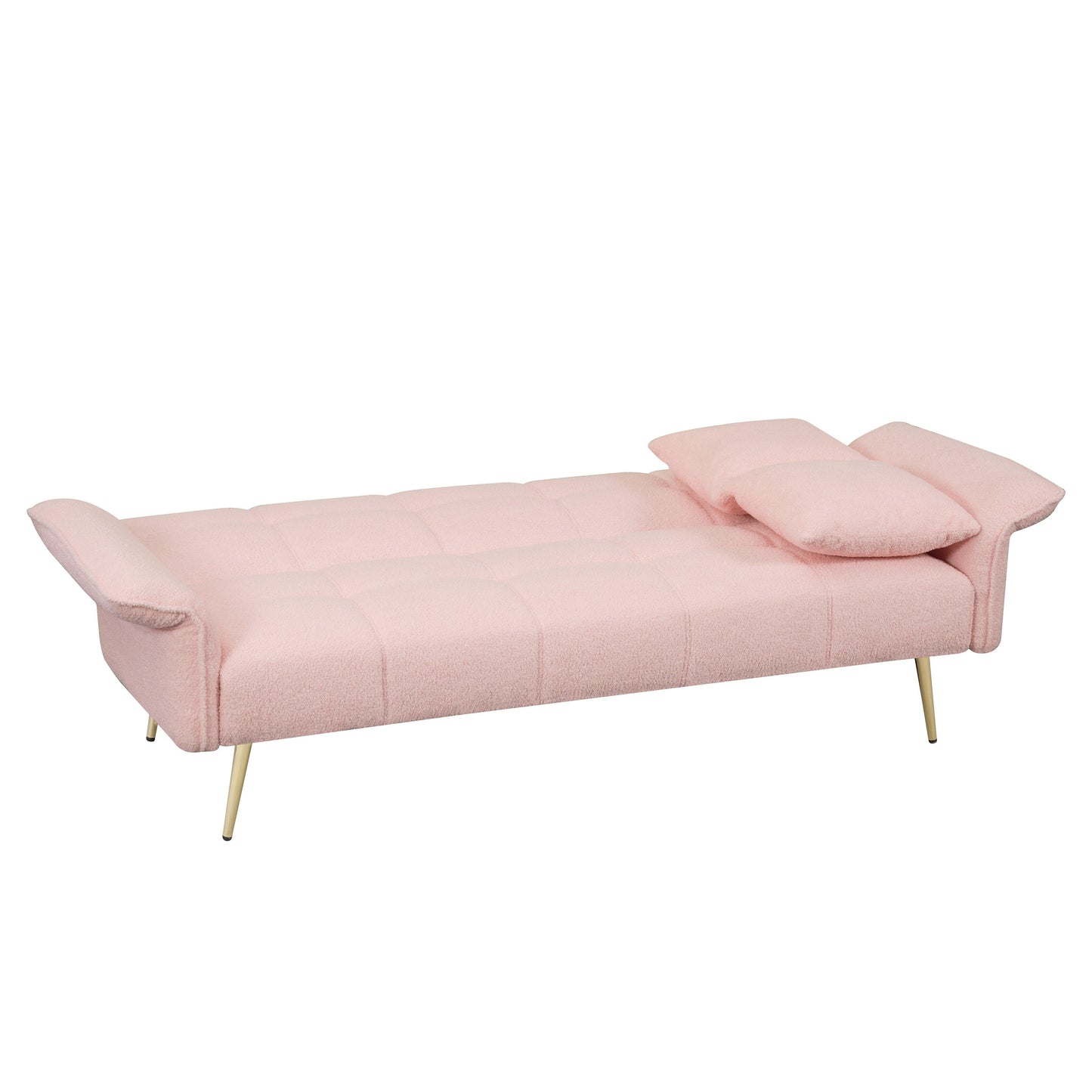 Pink Teddy Fleece Convertible Futon Sofa Bed